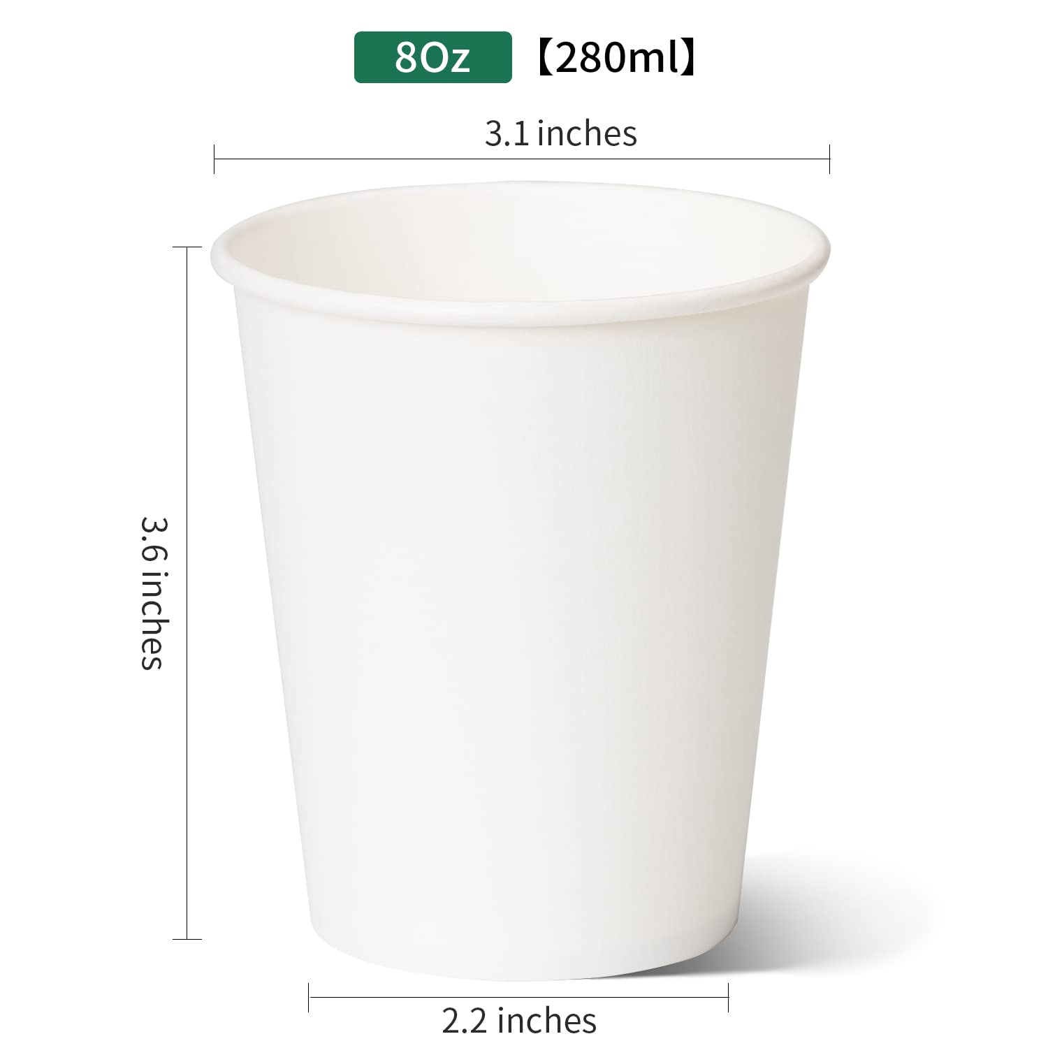 RACETOP 1000 Pack 8 oz Disposable Paper Coffee Cups - Hot & Cold Drink Cups for Office, Cafes, and Events - Bulk White Coffee Cups (8oz, 1000 Count) - Perfect for Coffee Shops, Restaurants, and Catering Services
