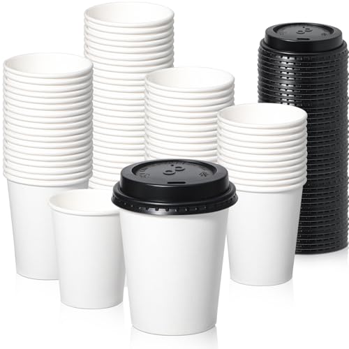 White Cups with Black Lids