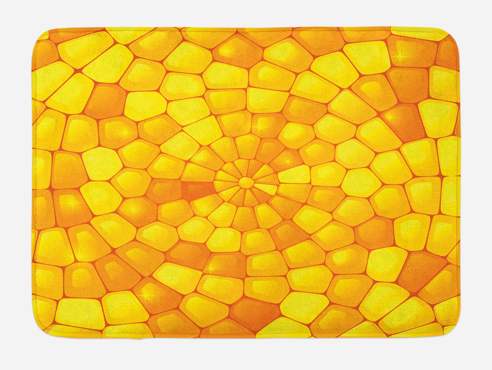 Ambesonne Yellow Bath Mat - Abstract Corn Pattern, Non-Slip Plush Bathroom Rug, 30.2 x 20 Inches, Orange Yellow Country Decor - Perfect for Farmhouse, Cottage & Vintage Style Bathrooms