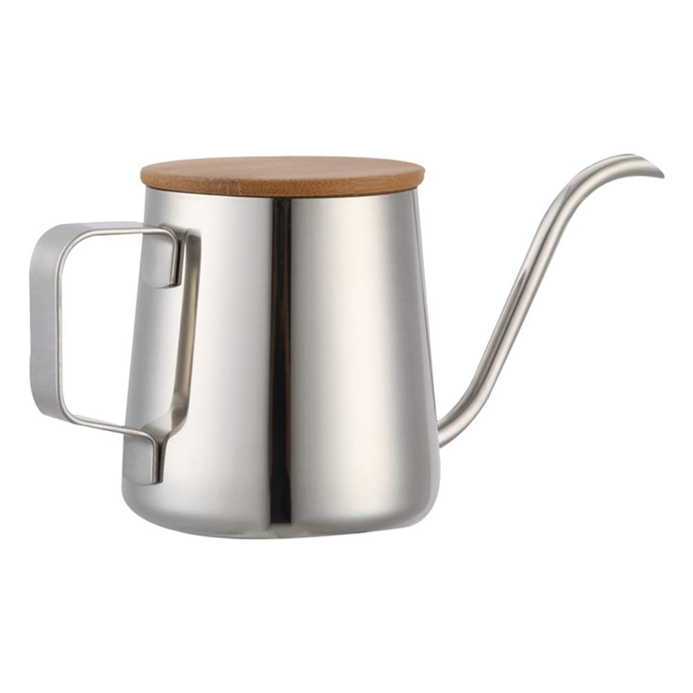 Premium Stainless Steel Gooseneck Coffee Kettle with Bamboo Lid - 2-Piece Barista Pour Over Tea Kettle Set for Precision Brewing | Ideal for Pour Over Coffee, Tea Making & Home Kitchen Use