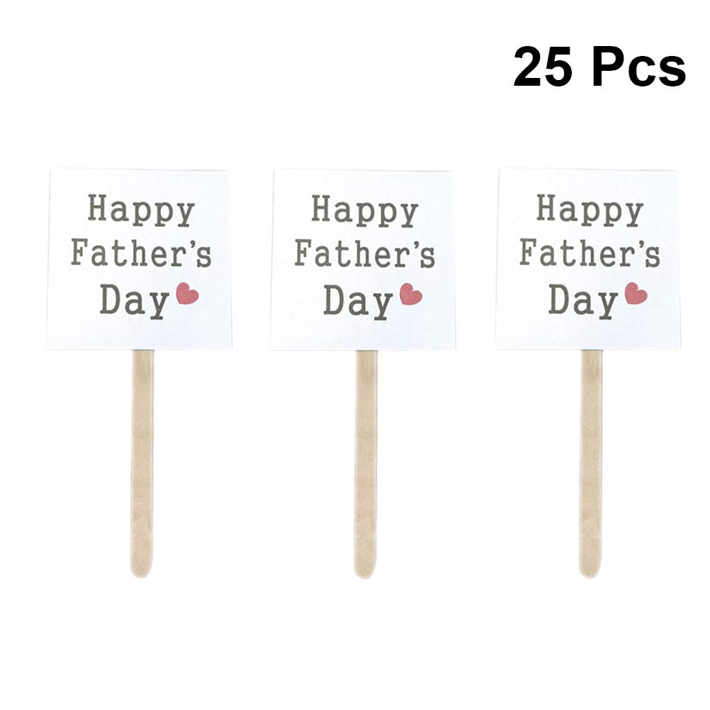 25pcs Happy Father's Day Cake Toppers - Creative Cupcake Picks for Birthday, Anniversary & Party Decorations - Premium Cake Decorating Supplies for Dad's Special Day Celebrations