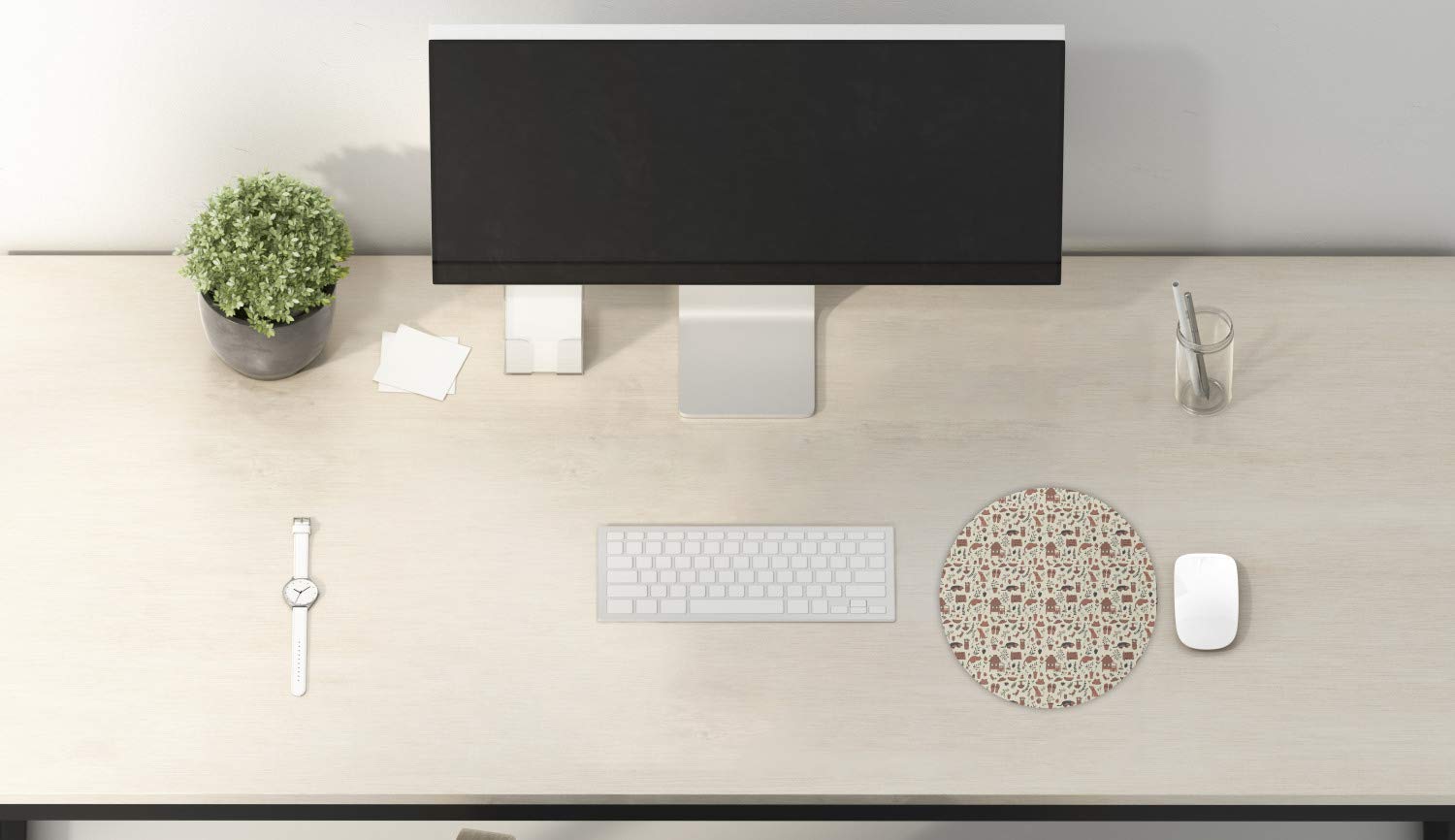 Ambesonne Round Non-Slip Cartoon Mouse Pad - 8
