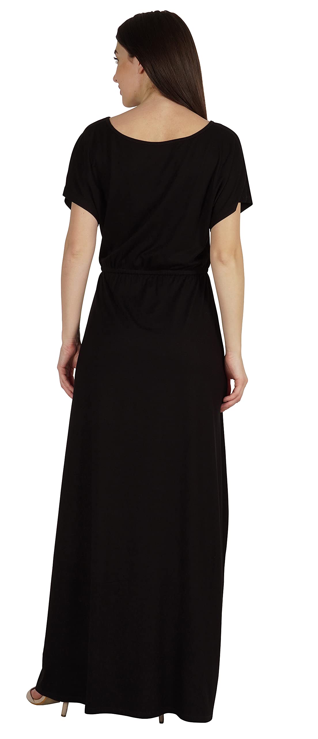 Inkmeso Wrap Style Jersey Maxi Dress - Gathered Waist Summer Casual Long Dress for Women | Beach Cover Up, Wedding Guest, Vacation Outfit