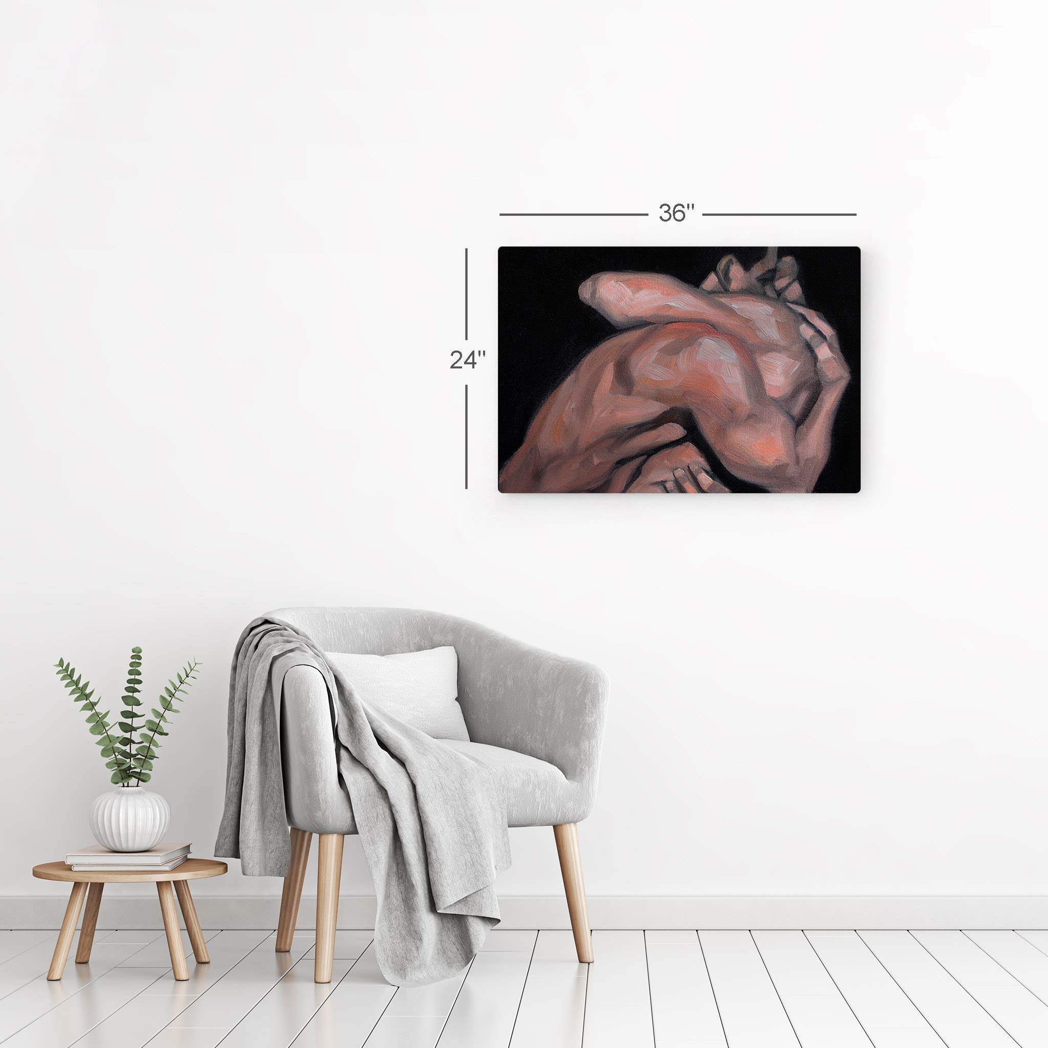 Kenney Mencher LGBT Metal Print - Romantic Gay Couple Kissing Portrait, Half Nude Oil Painting Artwork (30x40 Inch) - Perfect for Living Room Decor & Bedroom Wall Art, Modern LGBTQ+ Home Decor Gift