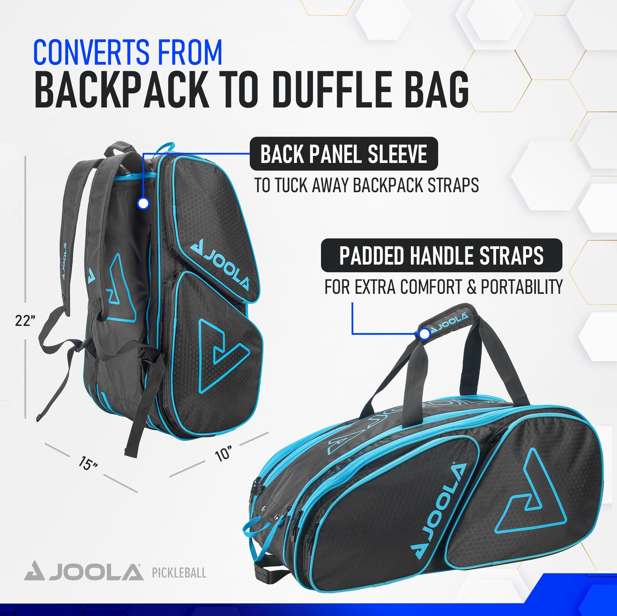 JOOLA Tour Elite Pickleball Bag (Black/Light Blue) - Premium Paddle Tennis Backpack for Men & Women - Perfect for Tournaments, Training & Travel Accessories