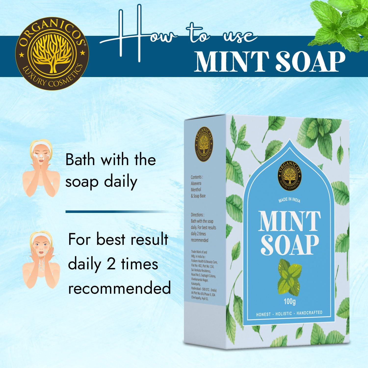 Handmade Mint & Aloe Vera Soap - 100g Natural Bath Bar for Refreshing Skin Care | Perfect for Daily Cleansing, Spa Days & Gift Giving