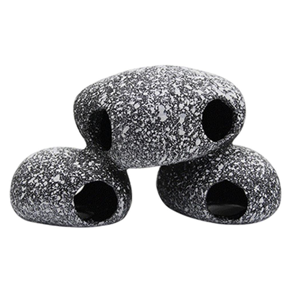 Natural Aquarium Cave Decorations - 3pcs Betta Fish Hideout & Shrimp Breeding Caves, Cichlid Hiding Stones for Fish Tank Decor - Perfect for Freshwater & Tropical Aquariums