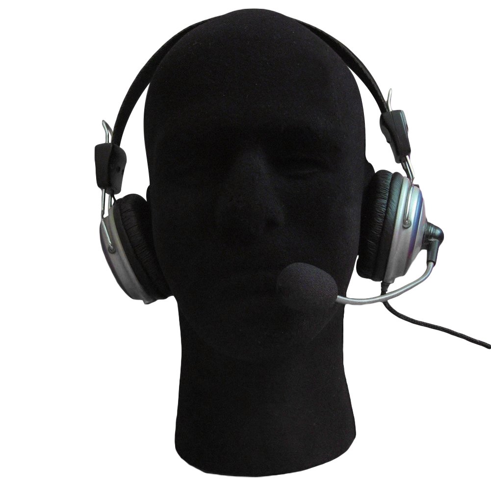 Men's Foam Flocking Head Model for Glasses, Headset & Wig Display - Black Mannequin Stand - Perfect for Retail Stores, Barber Shops & Cosplay Displays