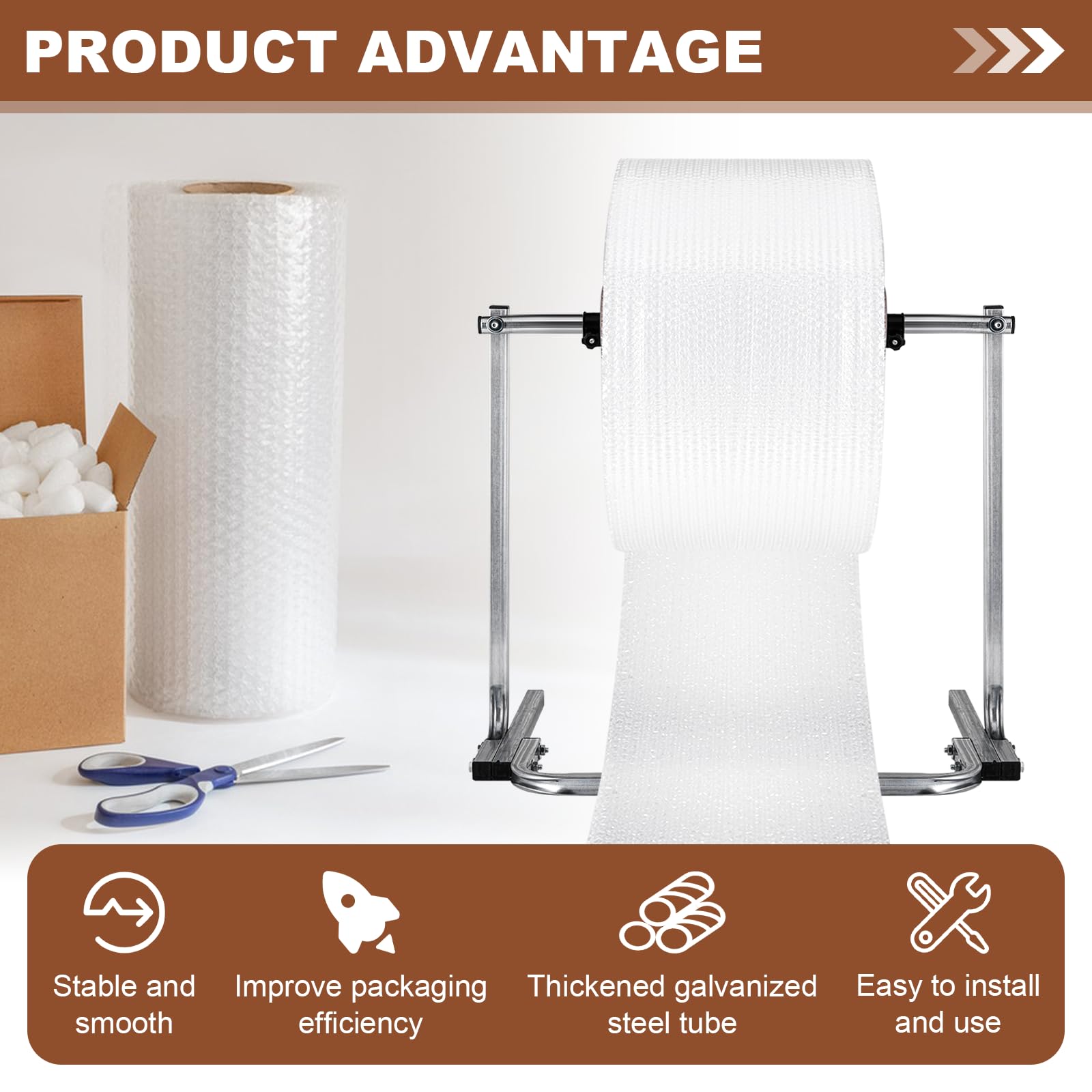 23.62 Inch Bubble Wrap Roll Dispenser - Tabletop Manual Bubble Cushion Foam Wrap Holder for Packing, Moving, Shipping | Perfect for Home, Office & Warehouse Packaging Needs