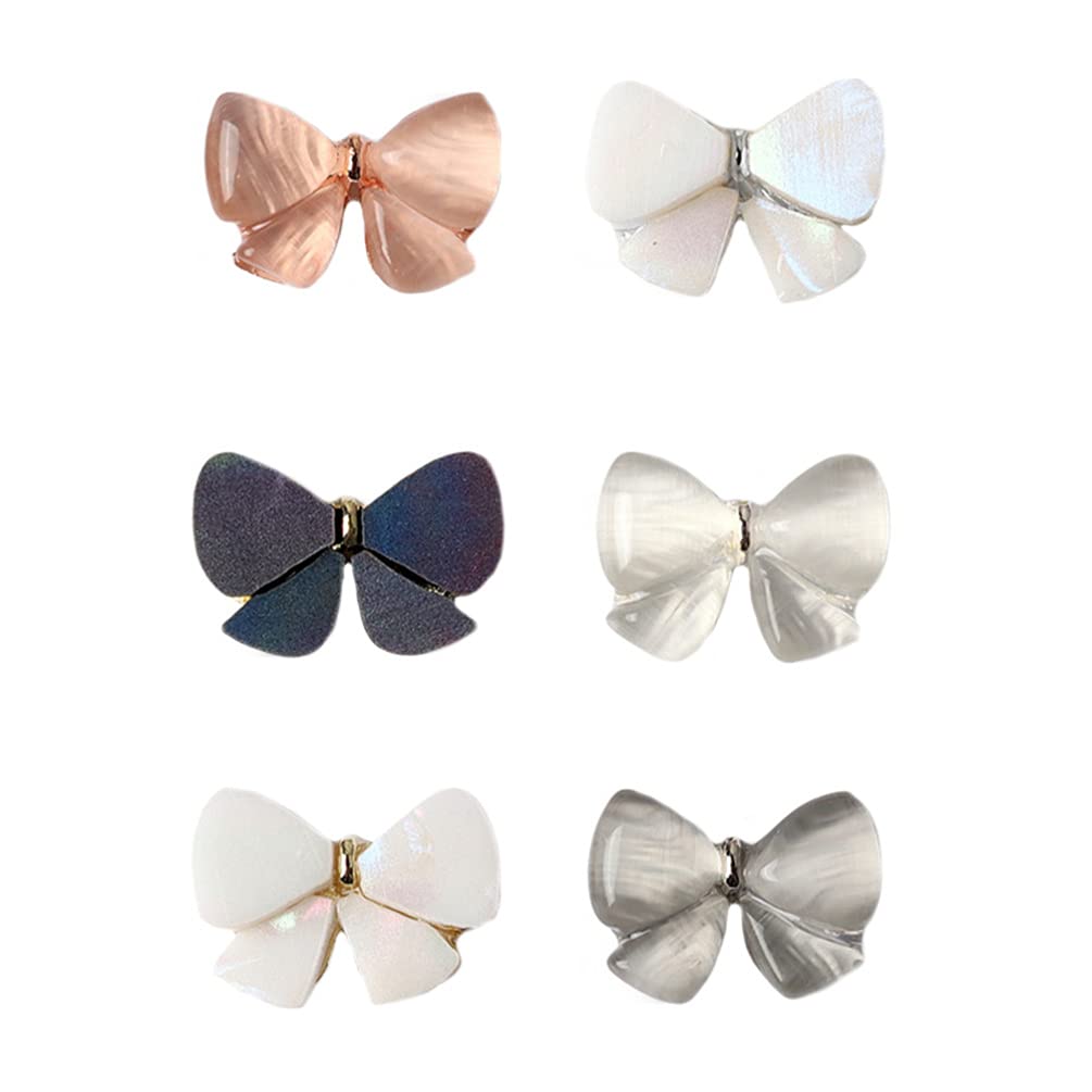 Beaupretty 6pcs Nail Art Studs with Bowknot Design - Self-Adhesive Nail Decals for Manicure & Nail Art - Perfect for DIY Nail Decoration, Parties, Weddings and Special Occasions
