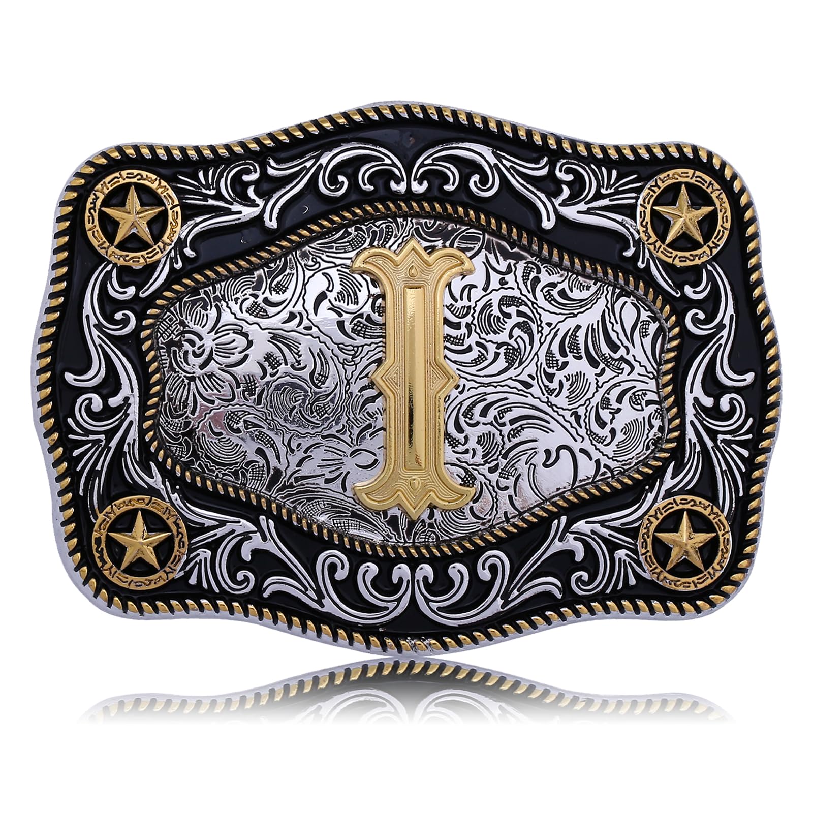 Custom Initial Letter Western Belt Buckle - Large Gold Cowboy Belt Buckle for Men & Women (A-Z) - Perfect for Rodeo, Country Music Festivals & Western Fashion