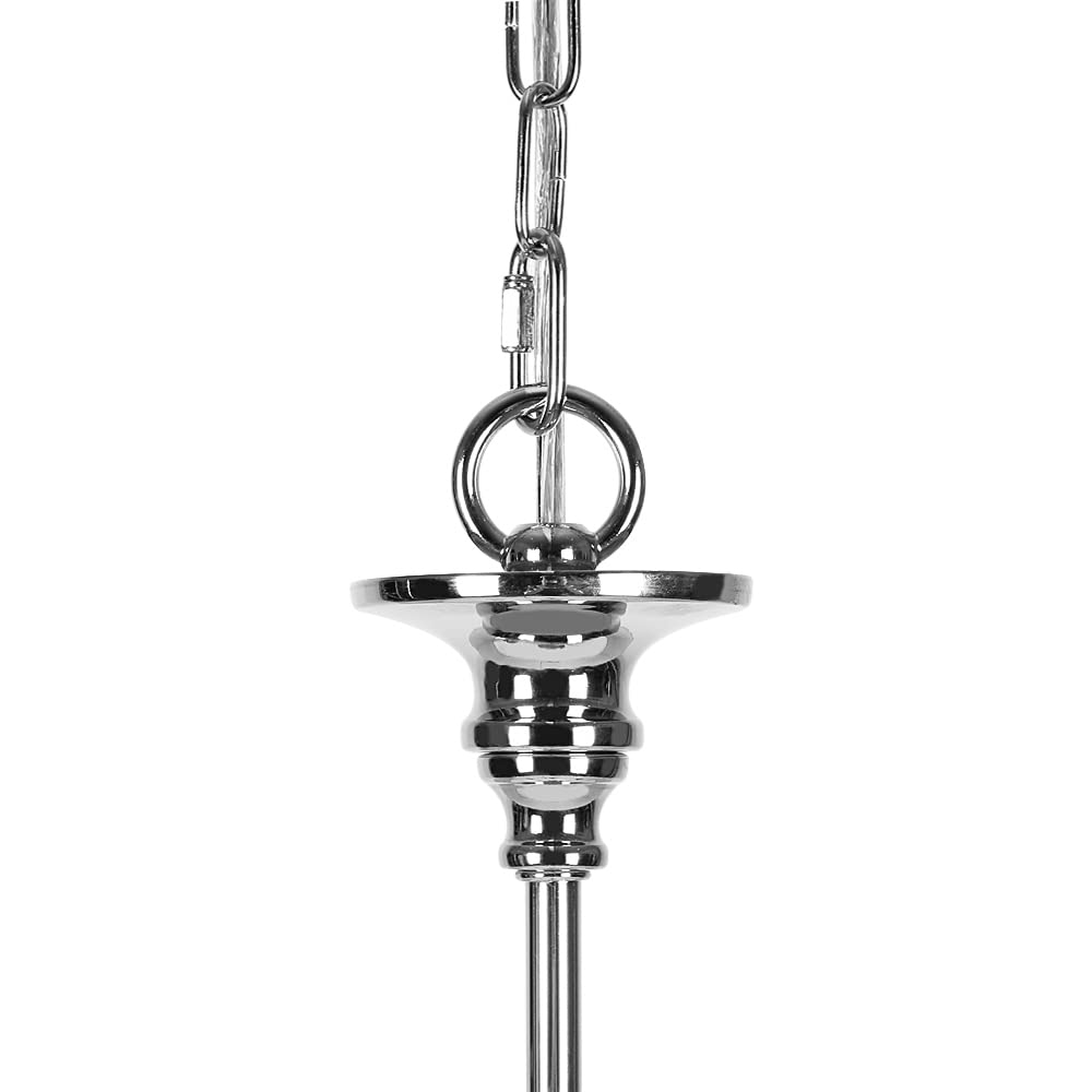 Modern 5-Light Chrome Drum Chandelier with Linen Shade - 20