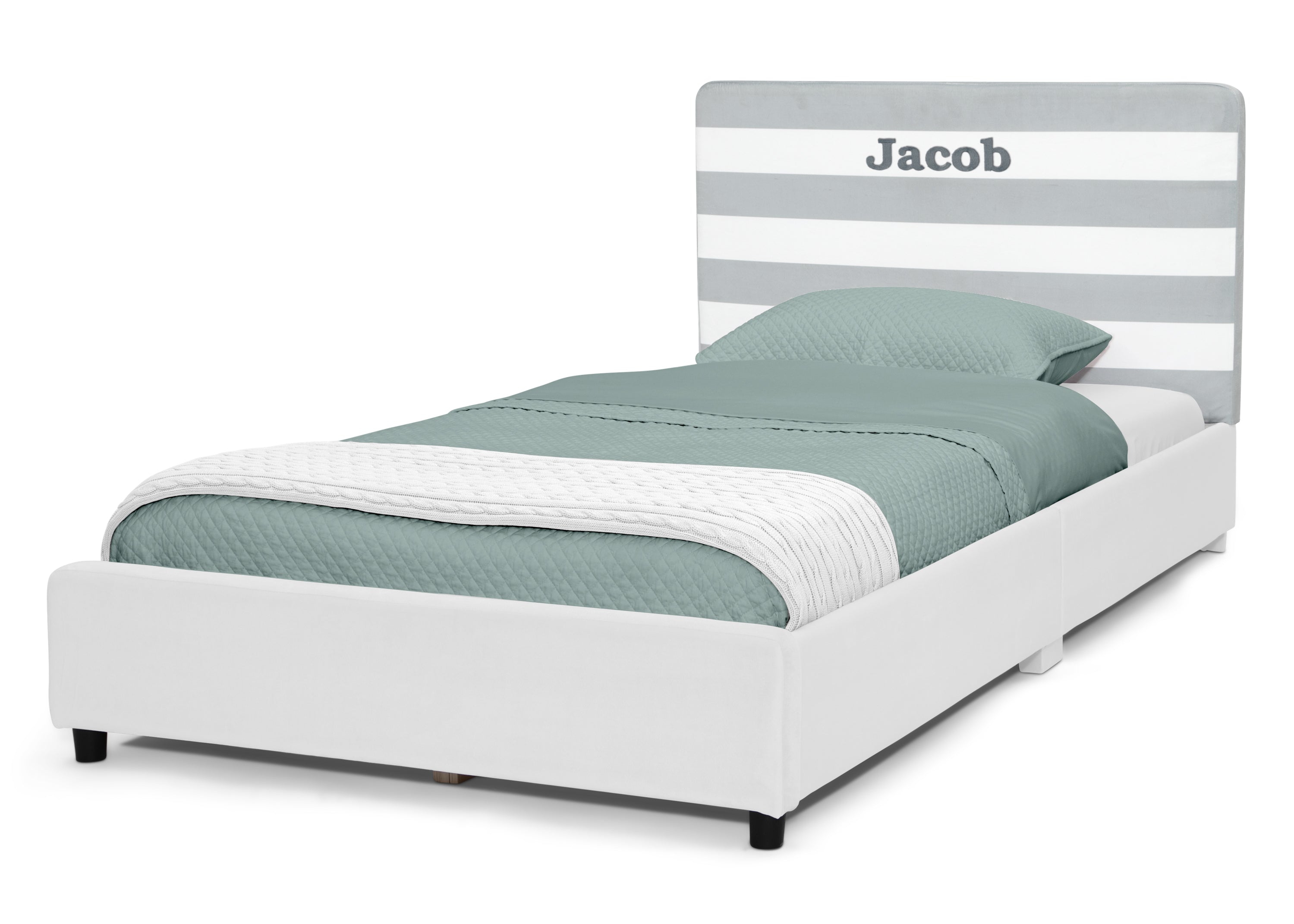 Custom Upholstered Twin Bed with Headboard - Soft Fabric Bed Frame for Kids & Teens Bedroom, Guest Room or Dorm Decor