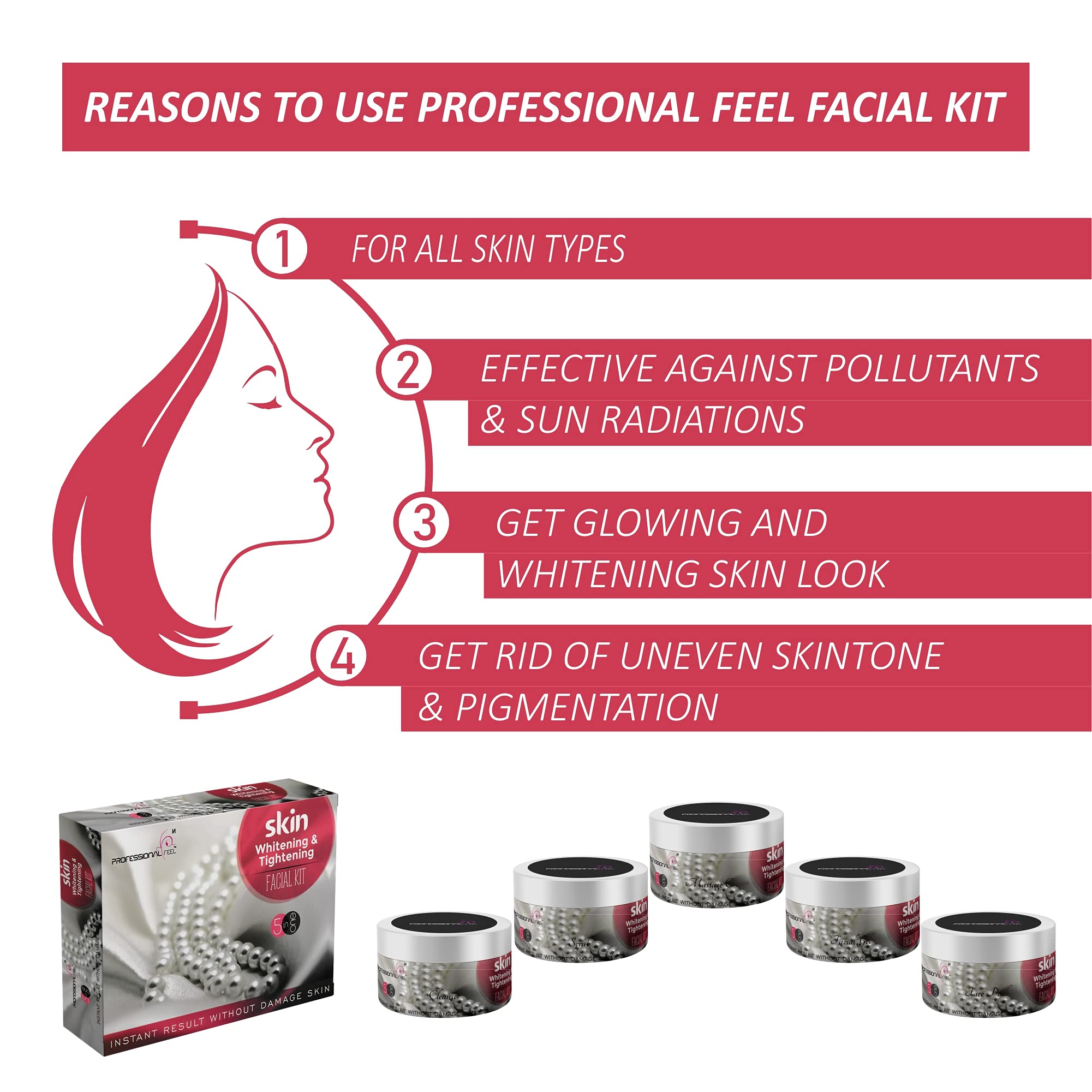 Professional Skin Whitening & Tightening Facial Kit - 5 Piece Set (500g) for Glowing Complexion | Anti-Aging & Brightening Skincare Routine | Perfect for Daily Use, Spa Treatments & Gift Giving