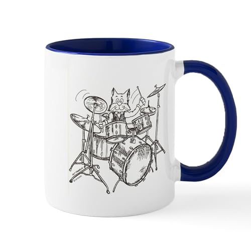 White/Navy Inside - Catoons Drums Cat Mug