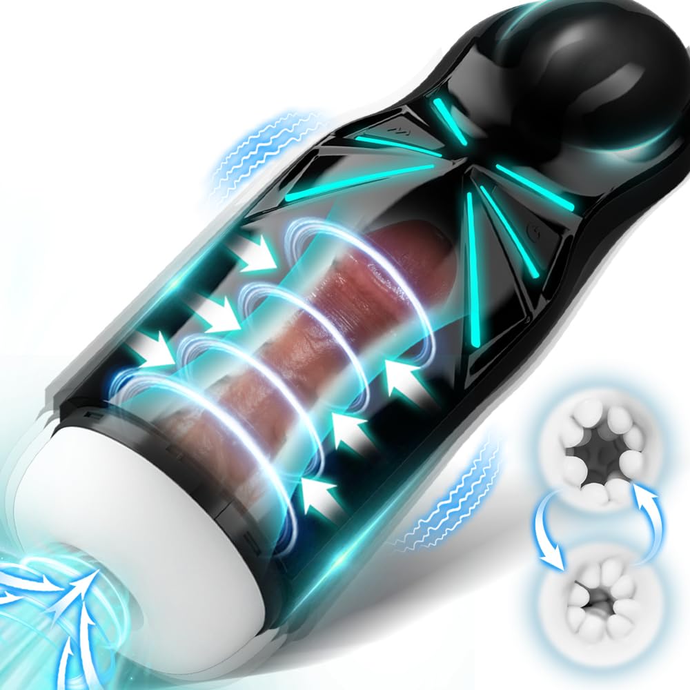 Automatic Male Masturbator with 6 Air Holes & 7 Suction Modes - 10-Speed Vibrating Stroker Cup - UNINHIBIBY Blowjob Sex Machine for Men - Realistic Adult Sex Toy for Solo Pleasure & Discreet Use - White