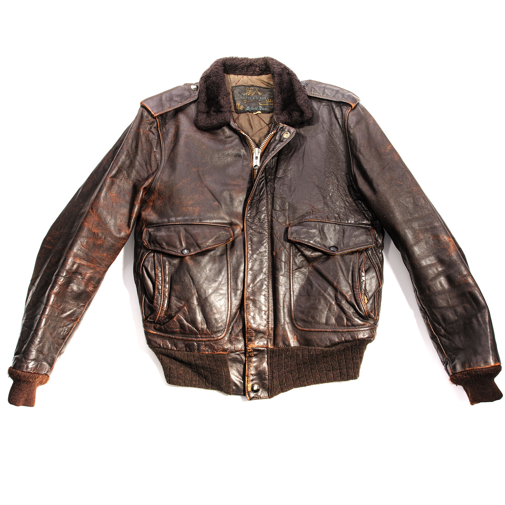 Vintage USAF US Air Force Schott Bros. Flight Leather Jacket – Genuine Military Aviator Bomber Jacket for Men | Perfect for Aviation Enthusiasts, Pilots & Retro Fashion Lovers