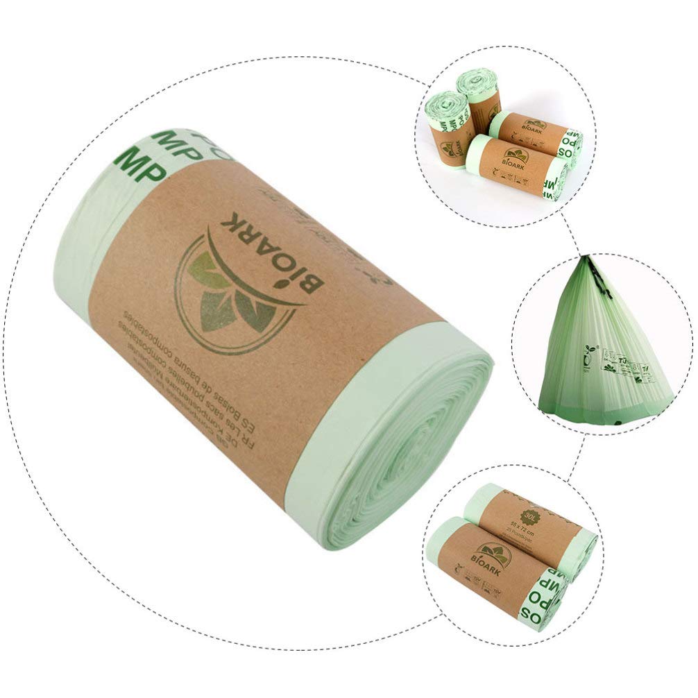 DOITOOL Heavy Duty Compostable Trash Bags - 50 Count Eco-Friendly Kitchen Food Waste Bags, Bathroom Can Liners & Car Garbage Bags for Waste Disposal (Green) | Perfect for Home, Office, Vehicle & Outdoor Use