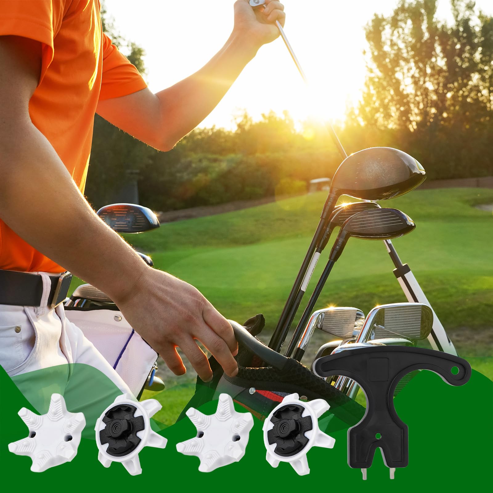 31pcs Golf Spikes Replacement Set with Wrench - Easy Install Cleats for Golf Shoes - Durable White & Black Spikes for Men & Women - Perfect for Golf Course & Training Sessions