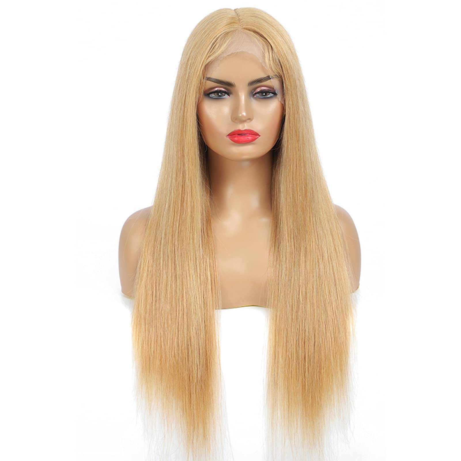 Honey Blonde 13×4 Lace Front Wig Brazilian Straight Human Hair - Pre Plucked with Baby Hair for Black Women | 20 Inch T-Part Lace Wig | Perfect for Daily Wear, Parties & Special Occasions