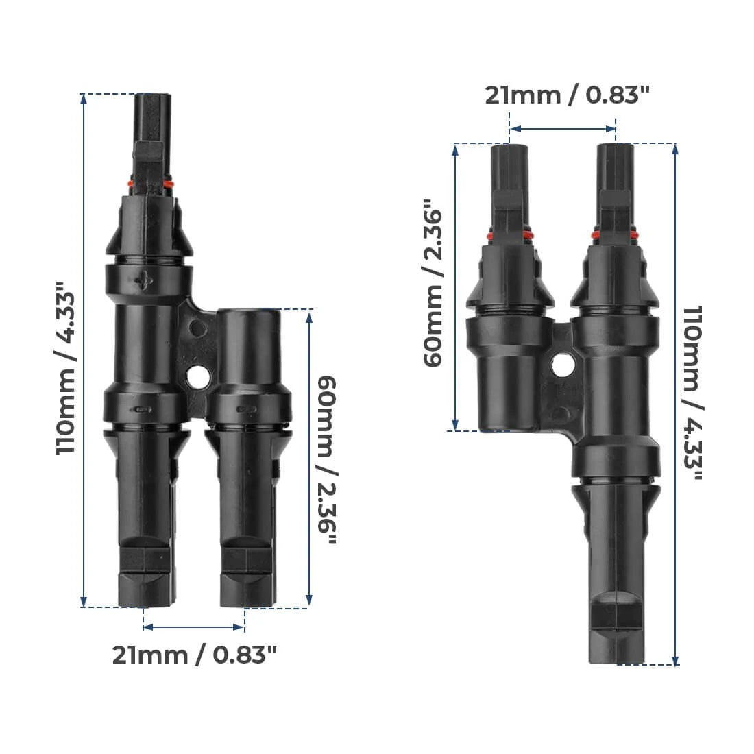BougeRV Solar Branch Y Connector Pair - MMF + FFM Parallel Connector for Solar Panels | Perfect for RV, Off-Grid, and Home Solar Systems