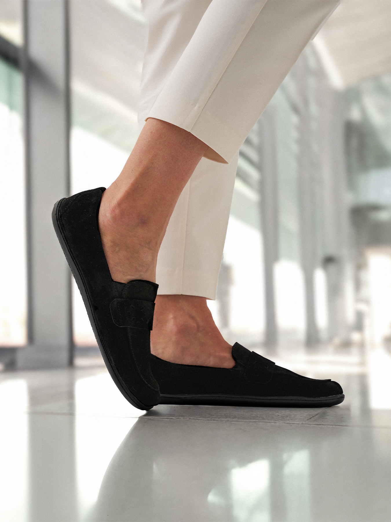 Barefoot Moccasins for Women - Be Lenka Bianca All Black Leather Minimalist Shoes | Comfortable House Slippers & Indoor/Outdoor Walking Shoes