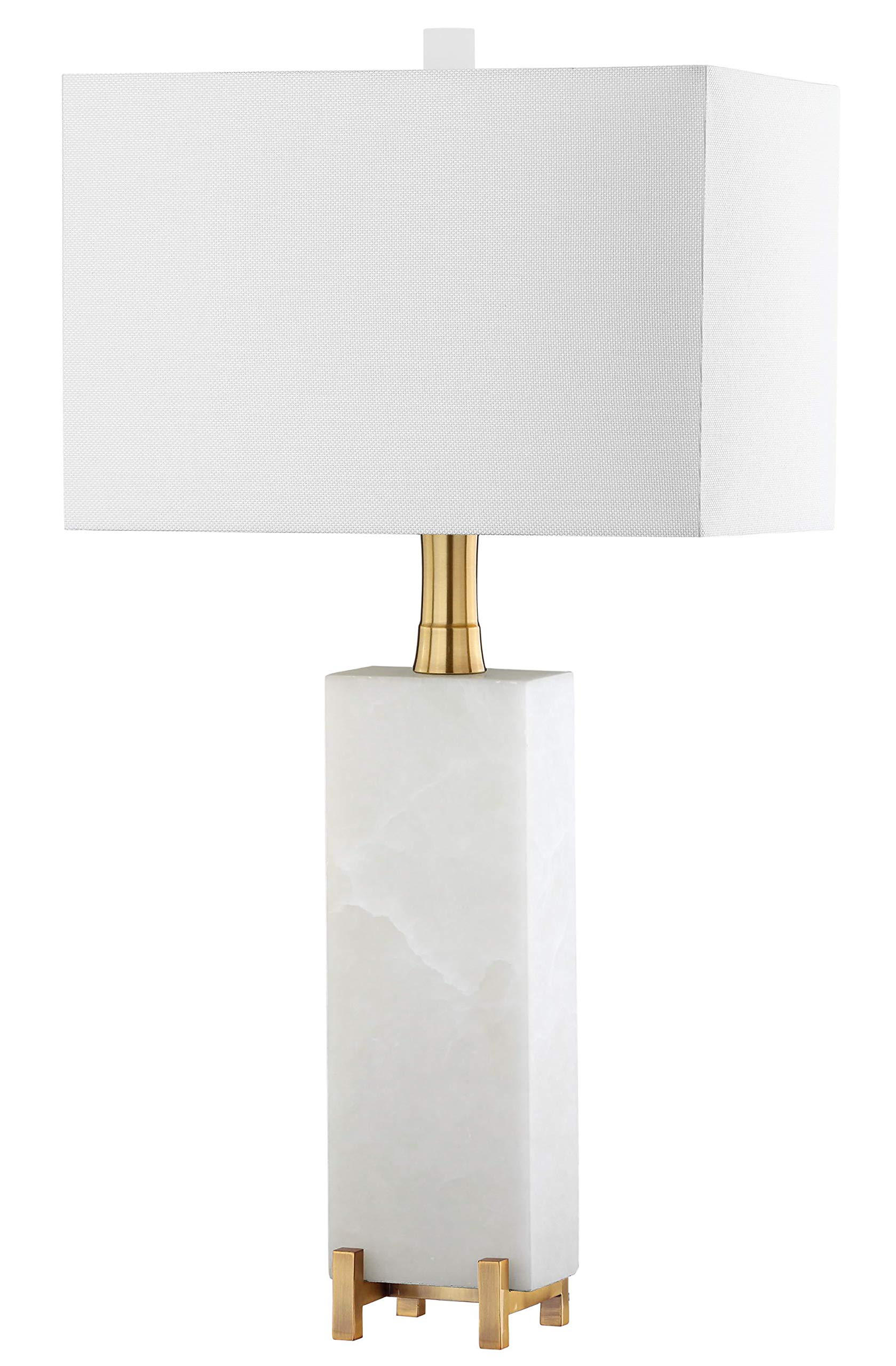 Safavieh Sloane 30-inch Alabaster White & Brass Gold Table Lamp with LED Bulb - Elegant Lighting for Bedroom, Living Room, Home Office & Nightstand (Perfect for Reading, Working & Ambient Decor)