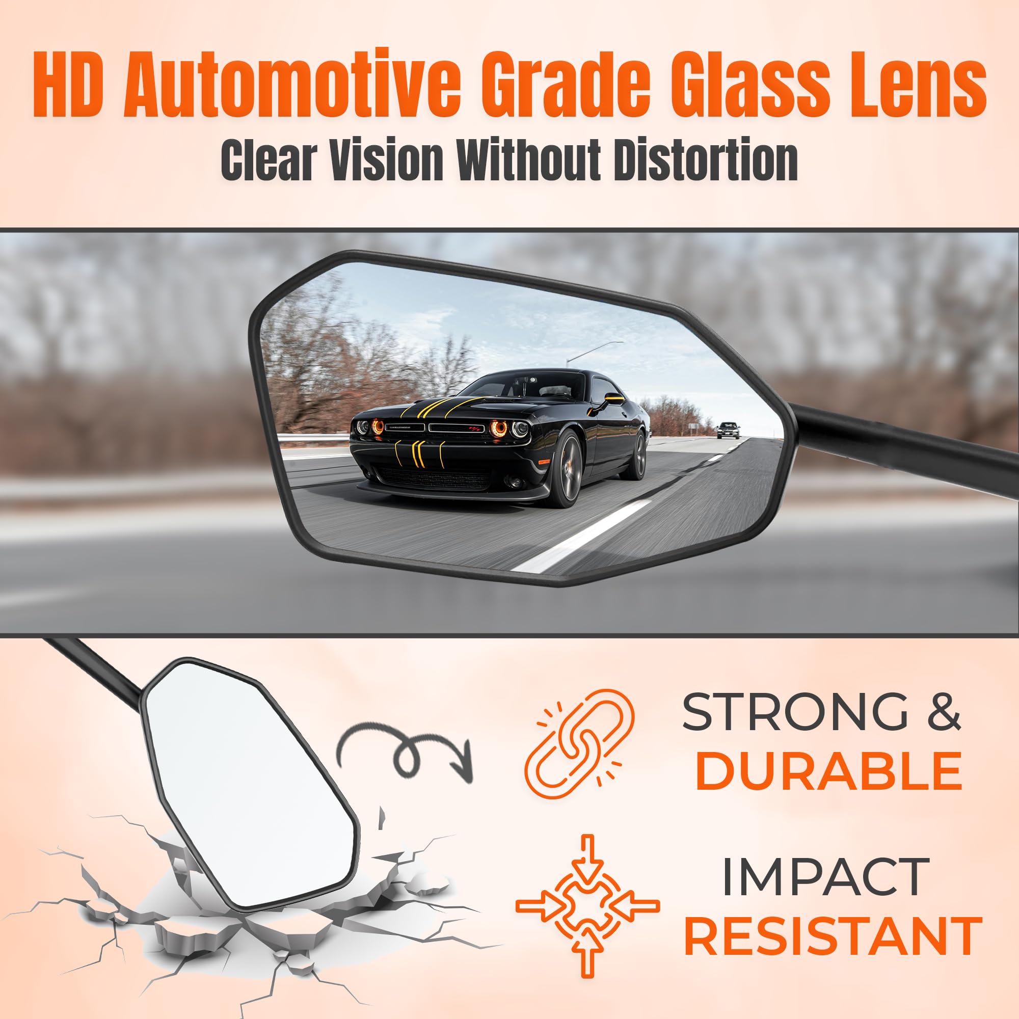 Large HD Handlebar Bike Mirror - Aluminum Alloy Adjustable Rotatable Anti-Shake Rear View Mirror for Bicycle & Ebike Accessories (Left) - Perfect for Commuting, Road Cycling & Mountain Biking Safety