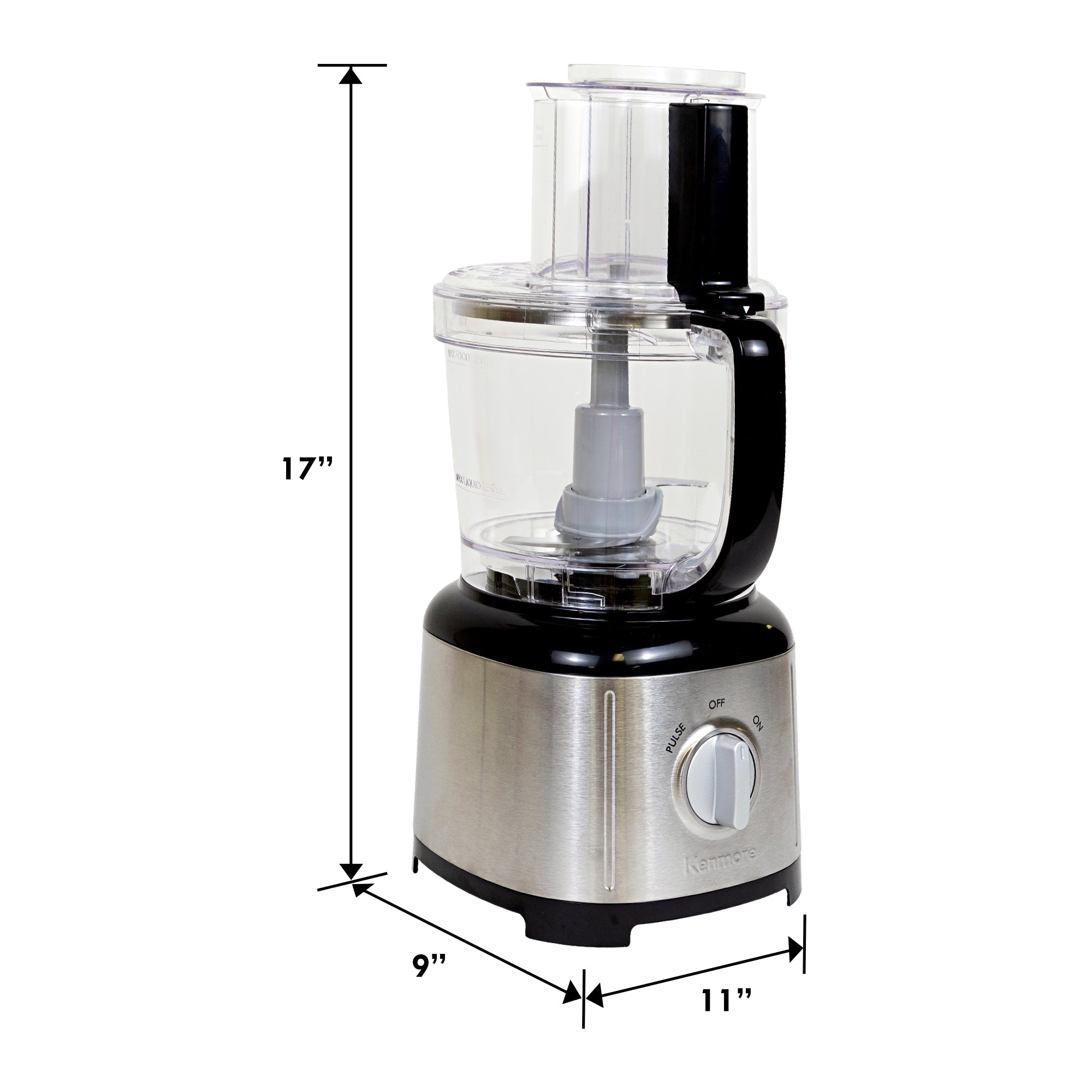 Kenmore 11 Cup Food Processor & Vegetable Chopper - 500W Powerful Motor, Reversible Slicing/Shredding Disc - Chop, Slice, Shred, Mince, Grate & Puree - Stainless Steel Blades - Black & Silver - Perfect for Meal Prep, Baking & Healthy Cooking