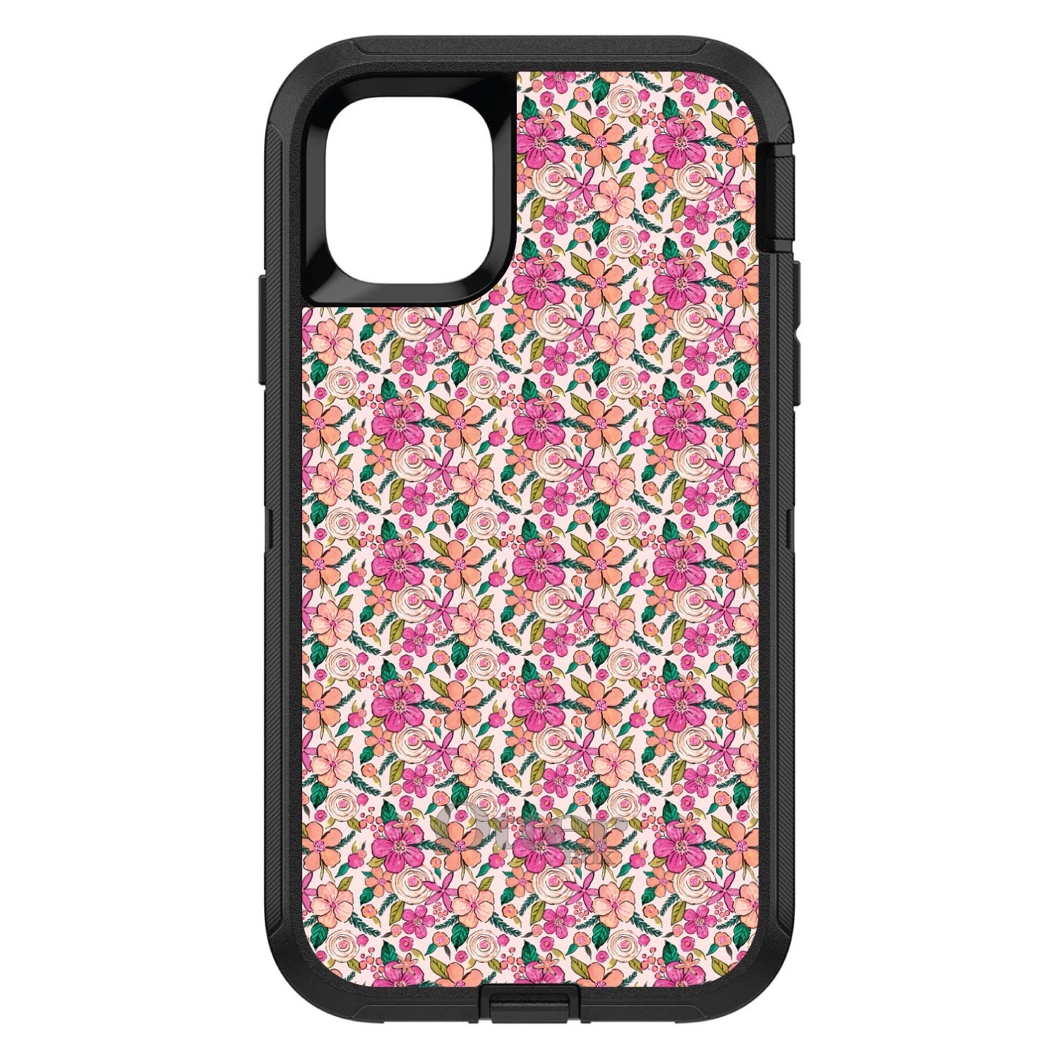 DistinctInk iPhone 11 Pro MAX Case (6.5 Inch) - Premium Protective Phone Cover with Floral Design - Pink Flower Pattern - Durable Shockproof Replacement for OtterBox Defender - Perfect for Everyday Use, Work & Travel Protection