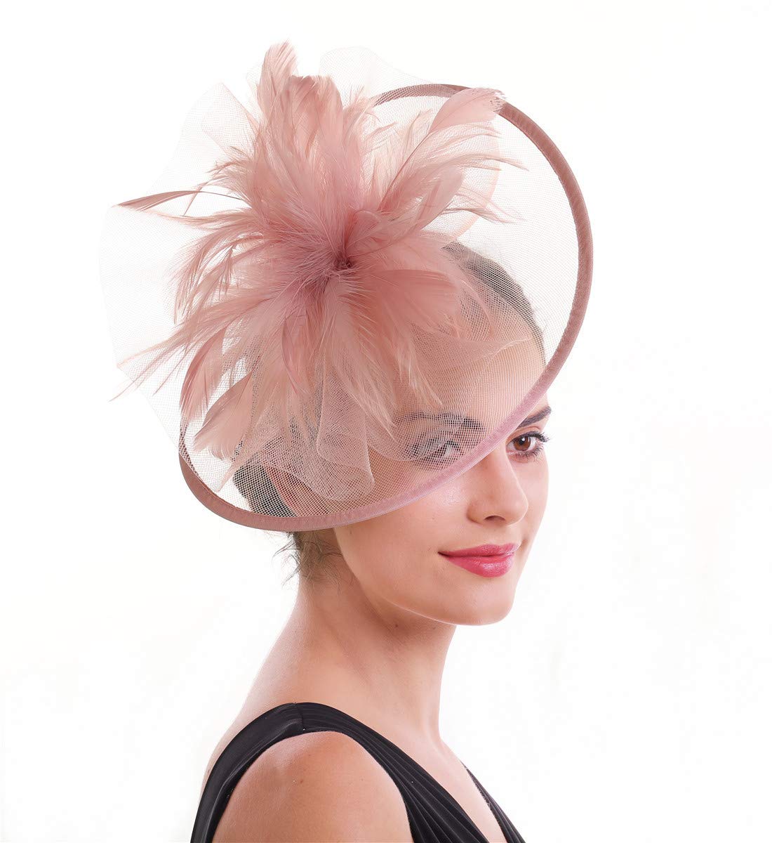 SAFERIN Women's Fascinators Feathers Tea Party Hat - Elegant Veil Headband with Hair Clip for Cocktail, Church, Weddings & Special Occasions | Perfect for Garden Parties, Royal Events & Formal Gatherings