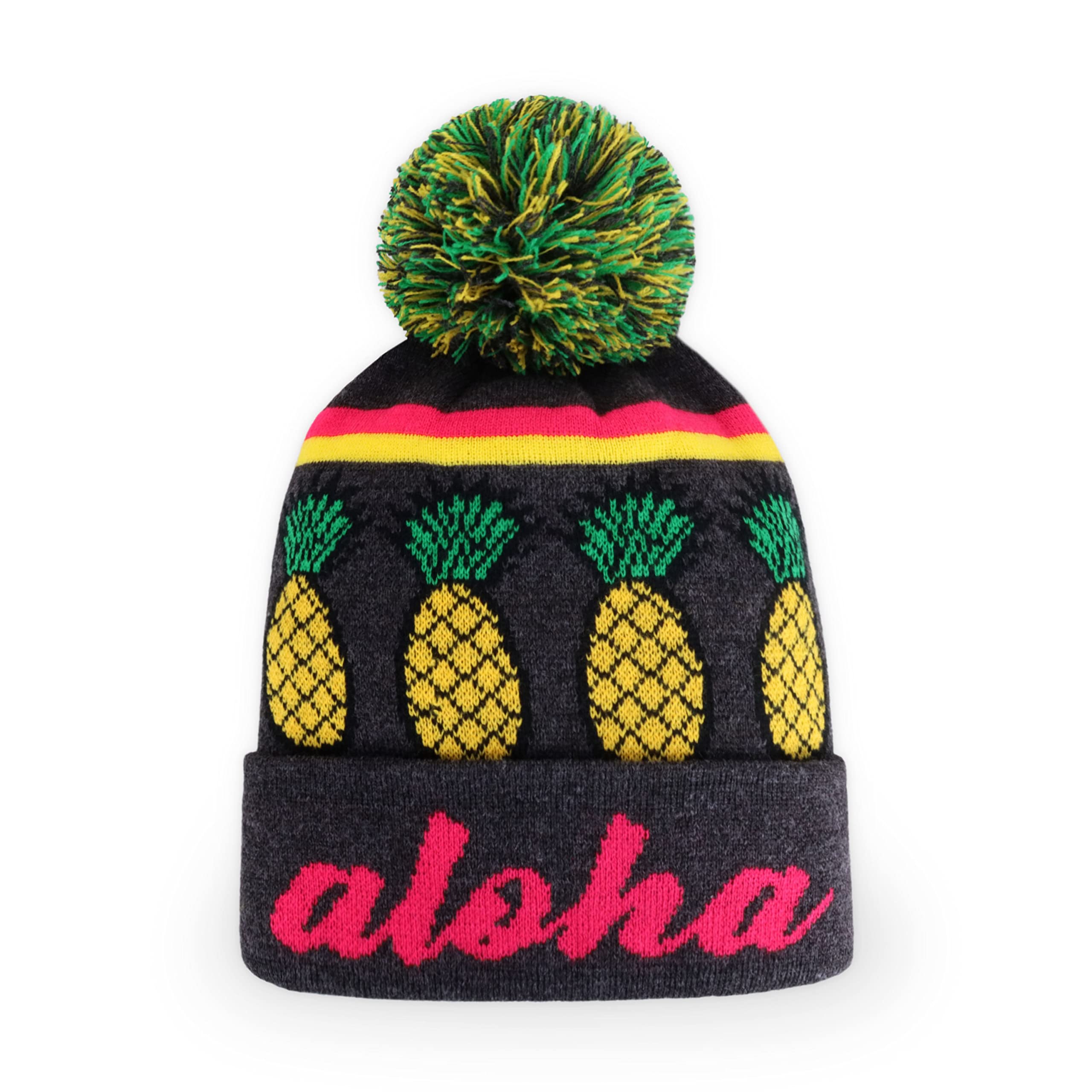 Skully Pom Pom Knit Hats - Winter Warm Beanie for Men & Women - Colorful Outdoor Fun Design - Perfect for Skiing, Snowboarding & Winter Fashion