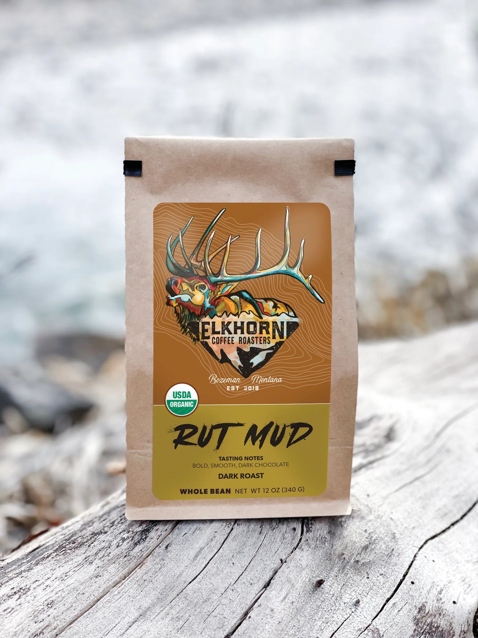 Elkhorn Coffee Roasters Rut Mud Coffee - Premium Dark Roast Whole Bean Coffee for Home Brewing & Office Use