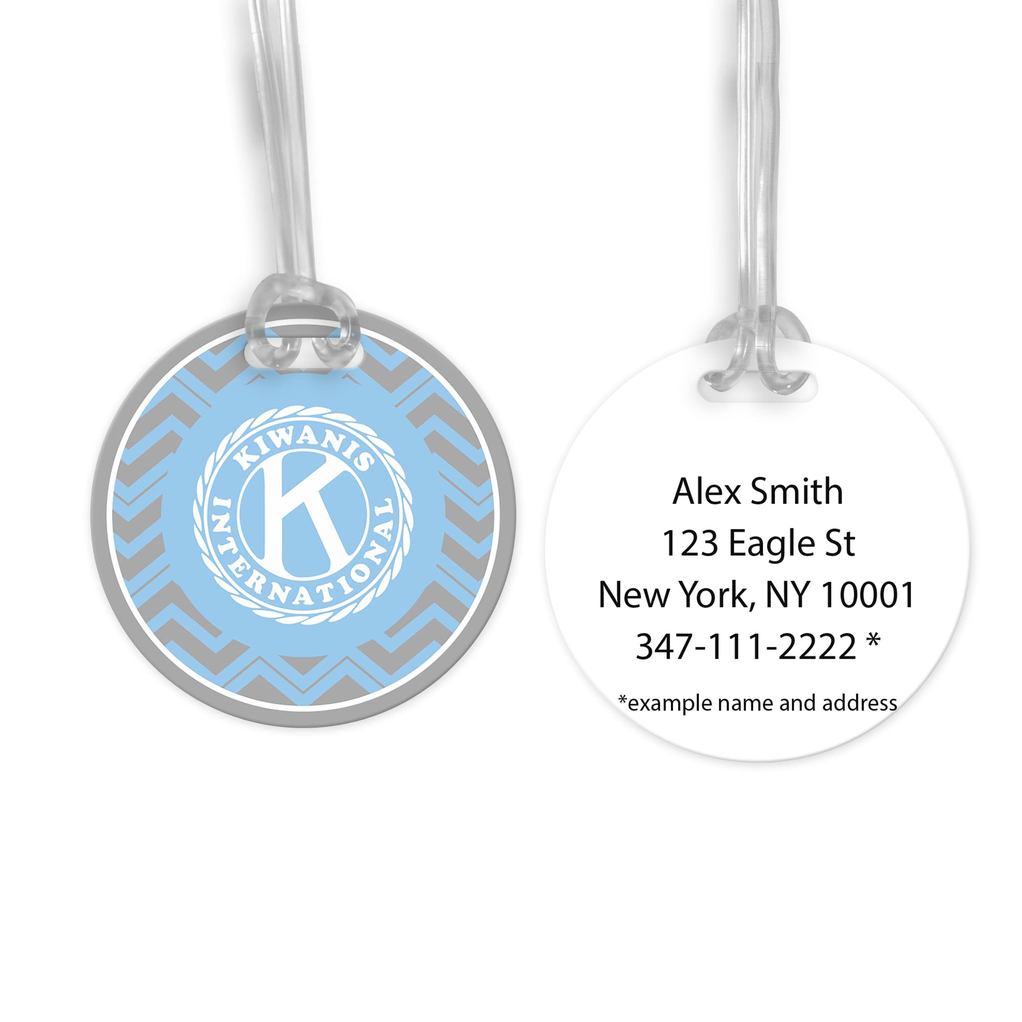 Kiwanis International Round Plastic Luggage ID Tag for Suitcases & Travel Bags - Durable Personalized Name Label for Airport Security & Easy Identification (Set of 11) - Perfect for Business Trips, Vacations & Cruise Travel