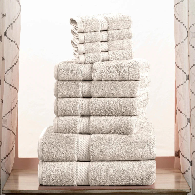 Premium 10-Piece Egyptian Cotton Towel Set - Ultra Soft, Heavyweight & Plush for Bath, Spa & Luxury Home Use