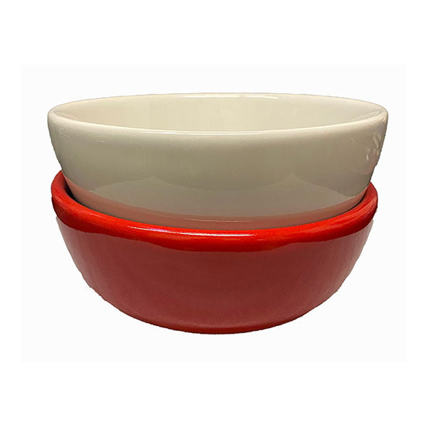 Valentine's Day Bowl Set of 2 - Red & White Ceramic Bowls for Couples, Romantic Dinner, Dessert Serving, Gift Idea