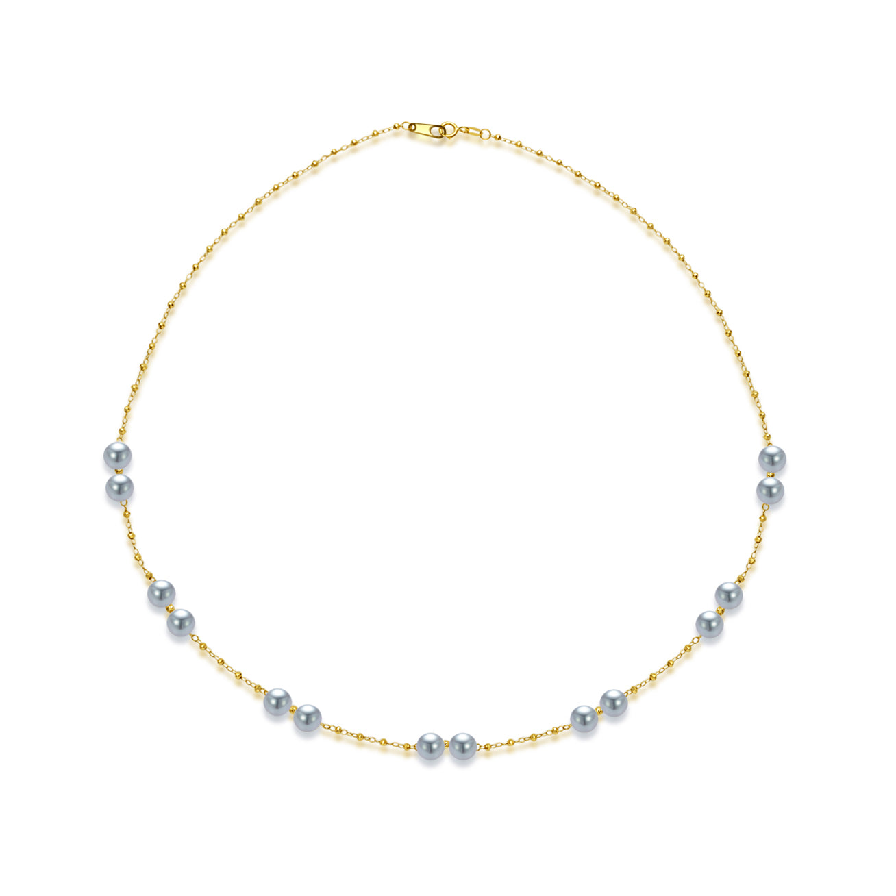 18K Solid Gold Blue Akoya Pearl Necklace for Women - Elegant Silver Chain with Genuine Pearls - Perfect for Weddings, Anniversaries & Special Occasions