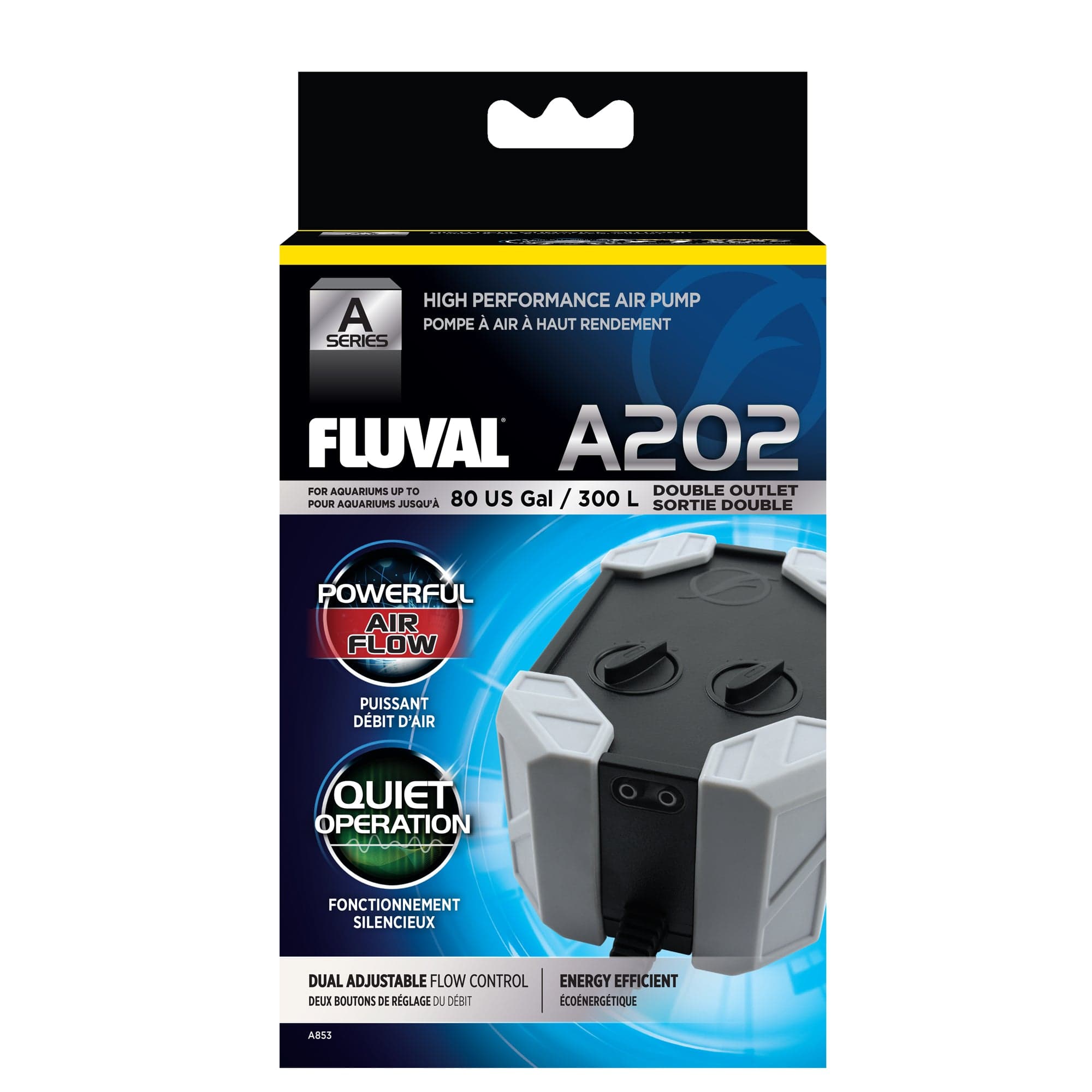 Fluval A Series Air Pump - Quiet Aquarium Air Pump for Fish Tanks, Hydroponics & Oxygenation | Ideal for Home Aquariums, Fish Breeding & Pond Aeration