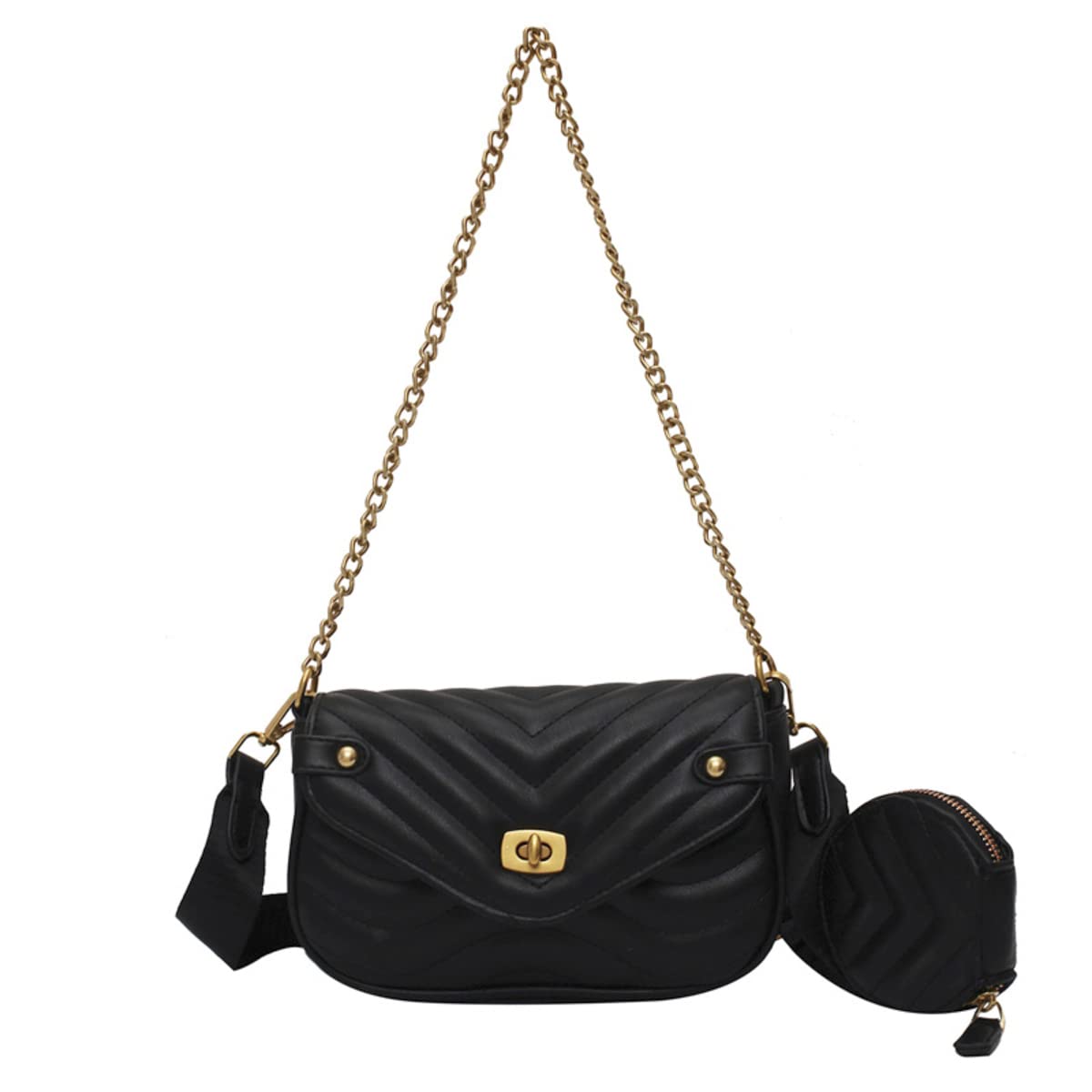 Stylish Women's PU Leather Crossbody Bag with Coin Purse - Quilted Hobo Purse Set (2 Sizes) - Perfect for Daily Use, Travel & Shopping