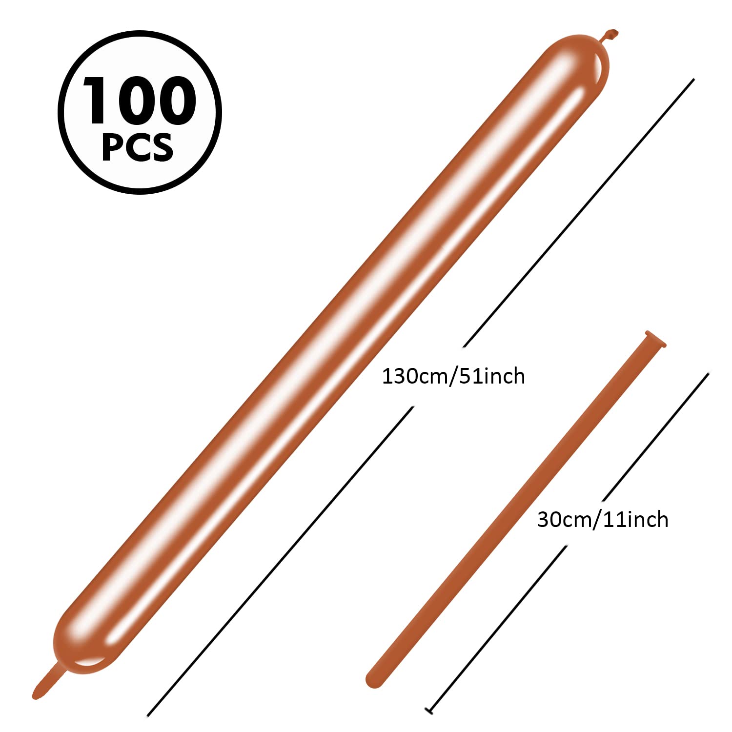 100PCS 260Q Brown Balloons for Twisting - Thickened Latex Animal Balloons for Magic Modeling, Birthday Parties, Clown Performances & DIY Decorations - Perfect for Kids Crafts, Party Favors and Balloon Art