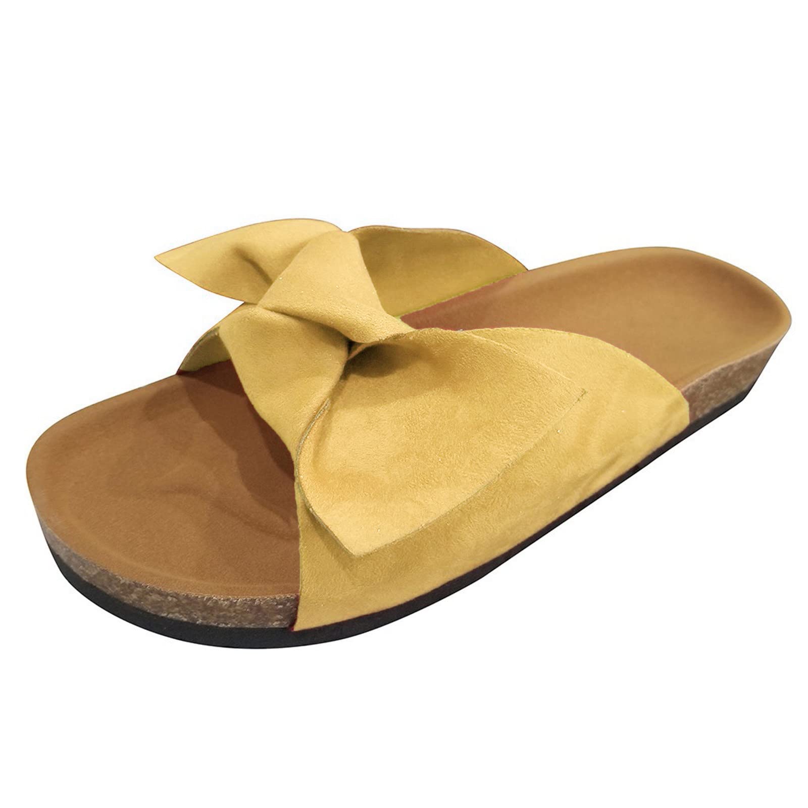 Eduavar Women's Dressy Sandals - Summer Beach Flat Sandals with Bow Tie, Slip On Casual Slippers for Walking, Travel & Outdoor Activities