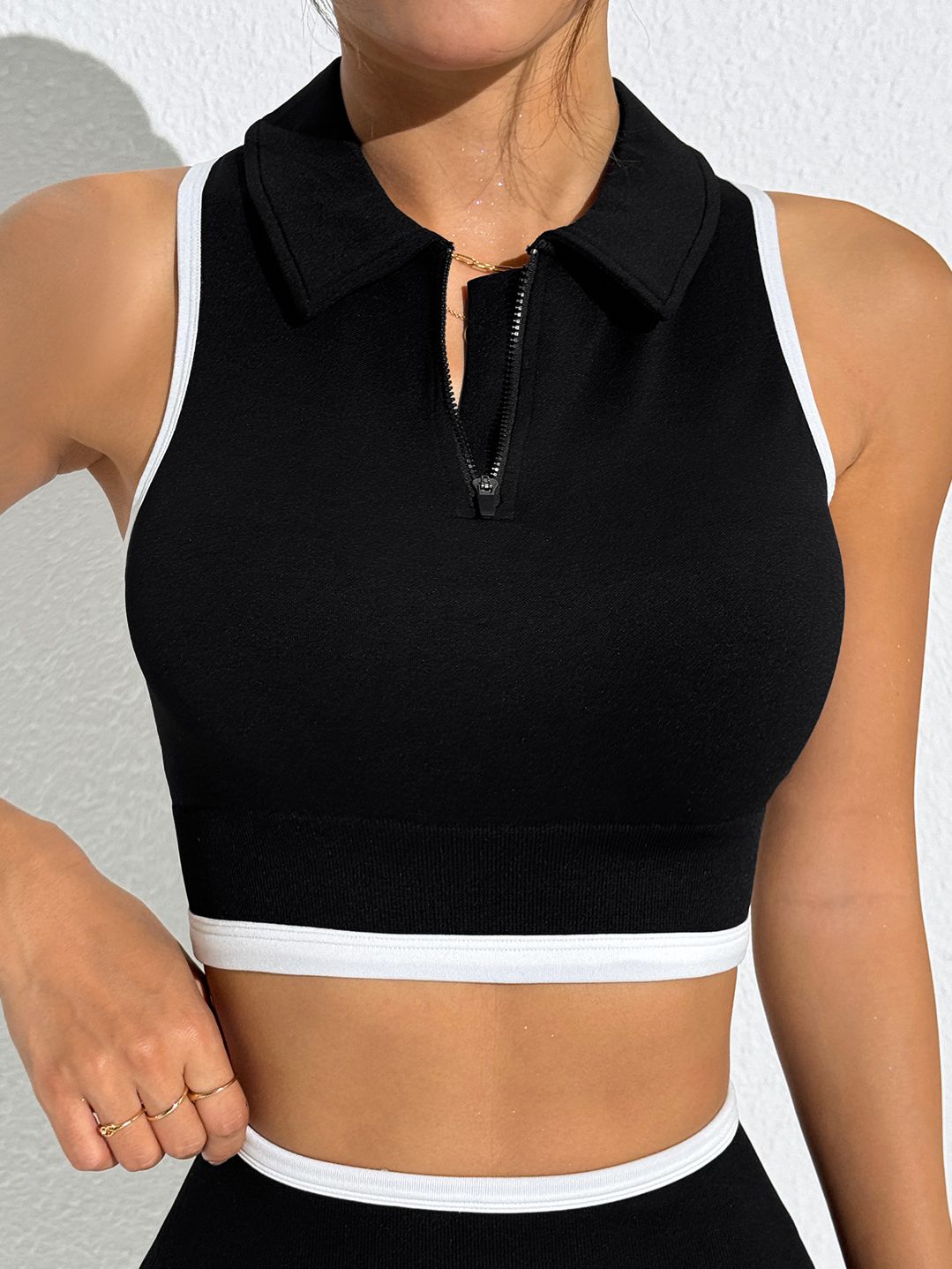ZASUWA Women's Stand-Up Collar Quick Dry Zipper Tank Top - Perfect for Workouts, Running & Outdoor Activities