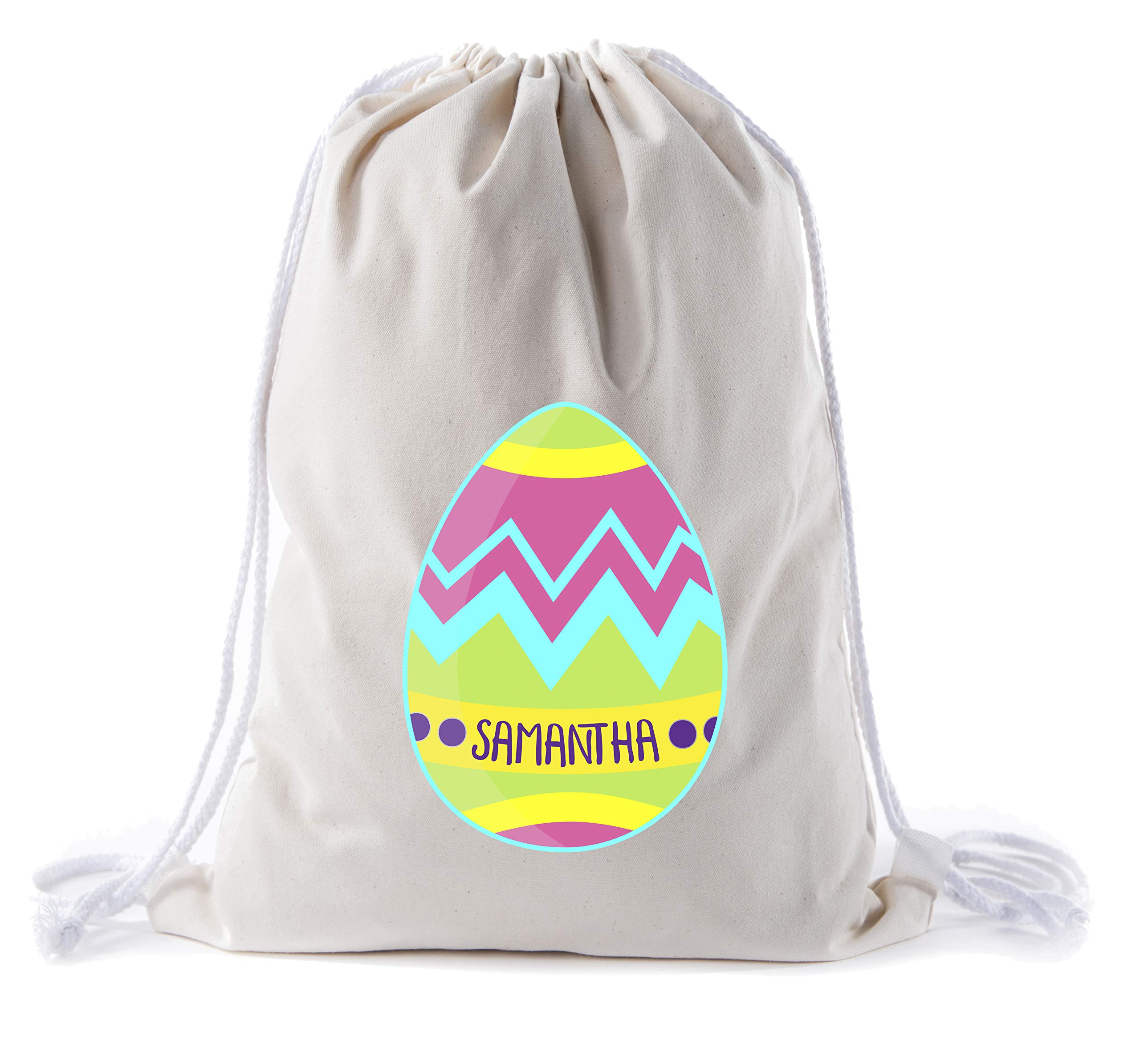 Personalized Easter Cotton Tote Bag - Funny Custom Giant Egg Cinch Bag for Easter Egg Hunt & Spring Festival Gifts - Perfect for Easter Baskets, Party Favors & Family Gatherings