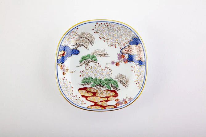 Arita Yaki Japanese Ceramic Small Plate - 11 cm (4.3 inches) Cherry Blossom, Maple & Pine Design - Elegant Dining, Tea Ceremony & Home Decor