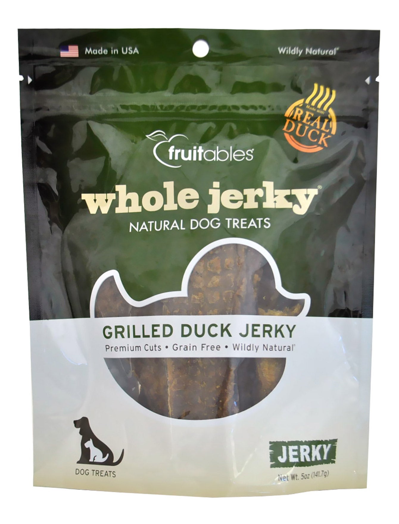 Fruitables Whole Jerky Grilled Duck Dog Treats 140g (5oz) - Healthy Natural Snacks for Small & Large Dogs - Perfect for Training Rewards and Daily Treats