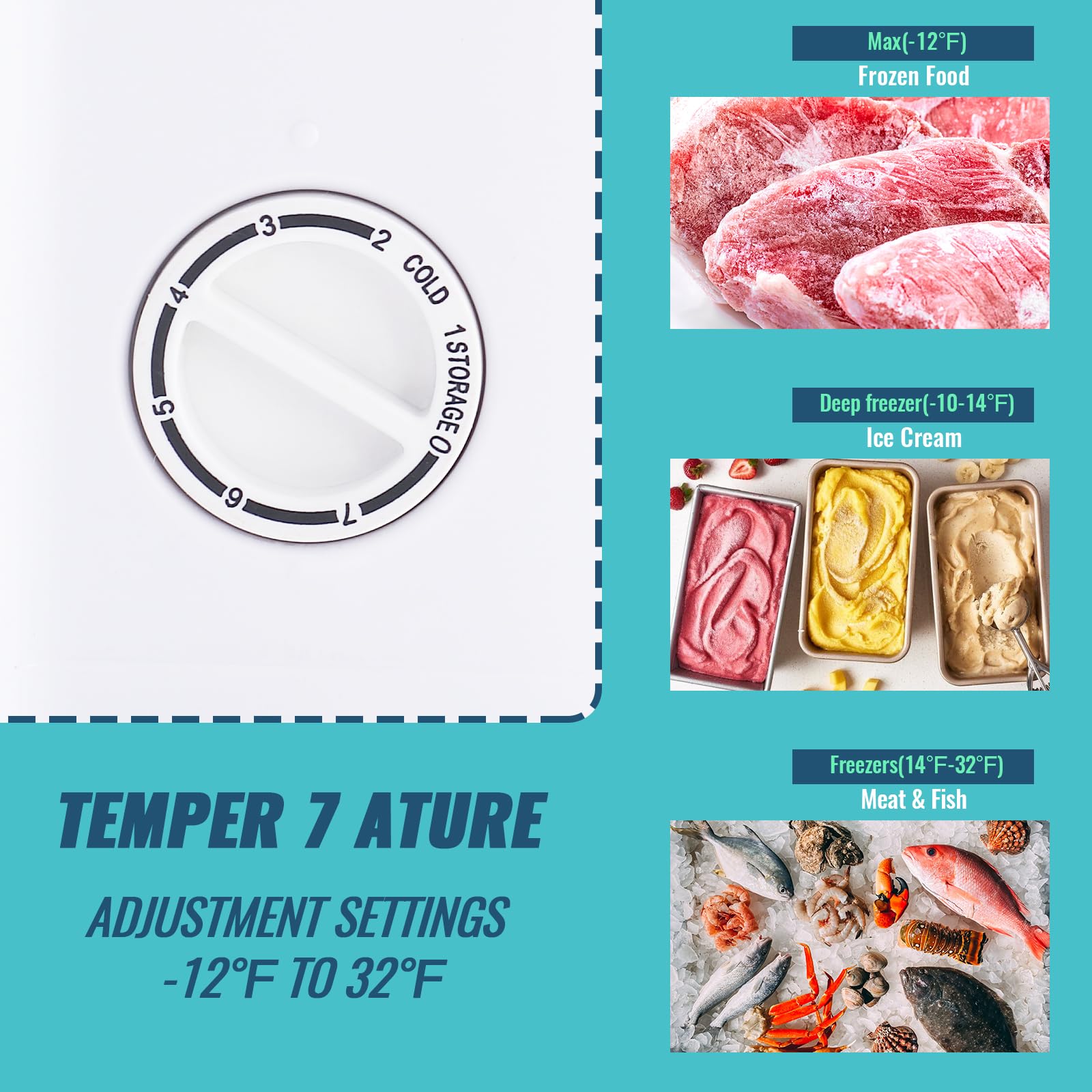 **3.2 Cu.Ft Upright Freezer - Front Door Mini Freezer with 7 Temperature Settings, Adjustable Feet, Energy Efficient - Perfect for Home, Kitchen, Office, Garage, or Dorm (Black)**
