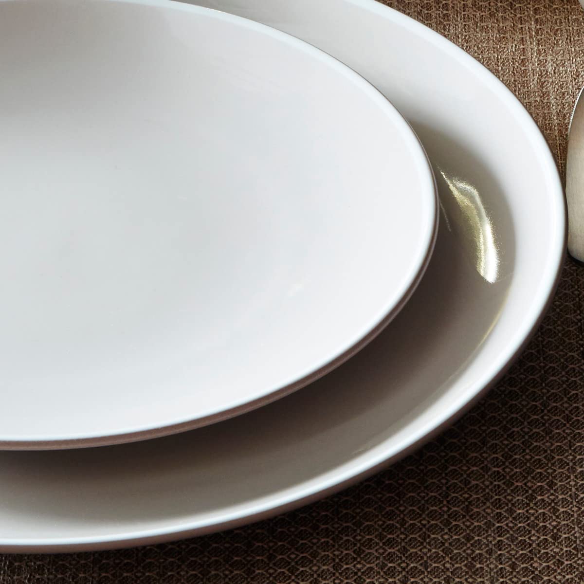 Noritake ColorTrio Clay 4-Piece Dinner Plate Set - Brown/Clay/White Coupe Style for Modern Dining | Elegant Tableware for Restaurants, Weddings & Everyday Use