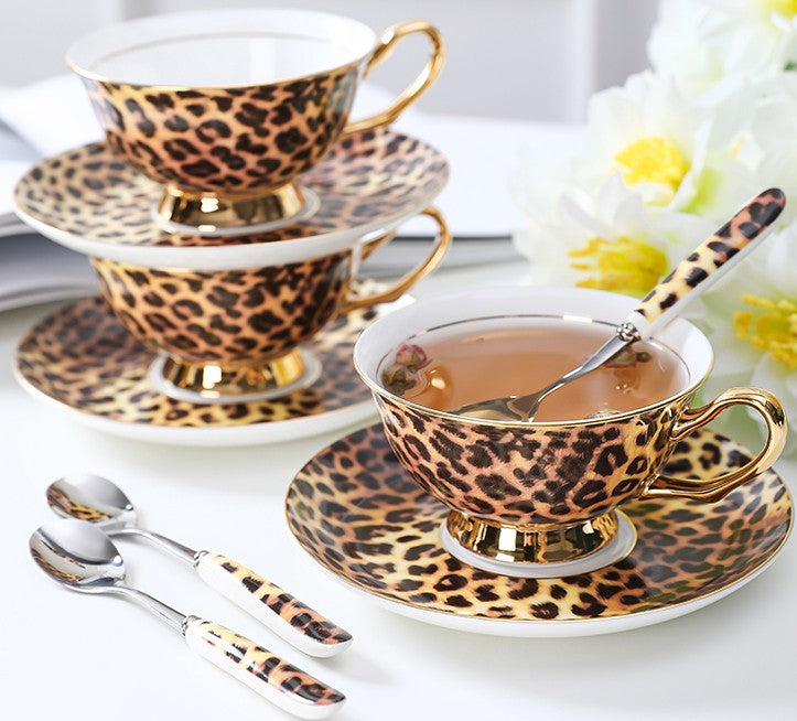 Premium Bone China Tea Cup Set - Elegant Porcelain Coffee Cups with Saucers, Modern Ceramic Tea Set in Gift Box - Perfect for Afternoon Tea, Bridal Shower Gifts & Home Decor