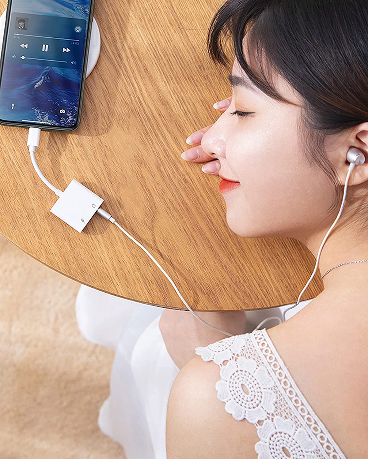 Lightning to 3.5mm Headphone Jack Adapter with Charging Port - Compatible with iPhone & AirPods - Audio & Charge Simultaneously - Perfect for Music, Gaming & Hands-Free Calls