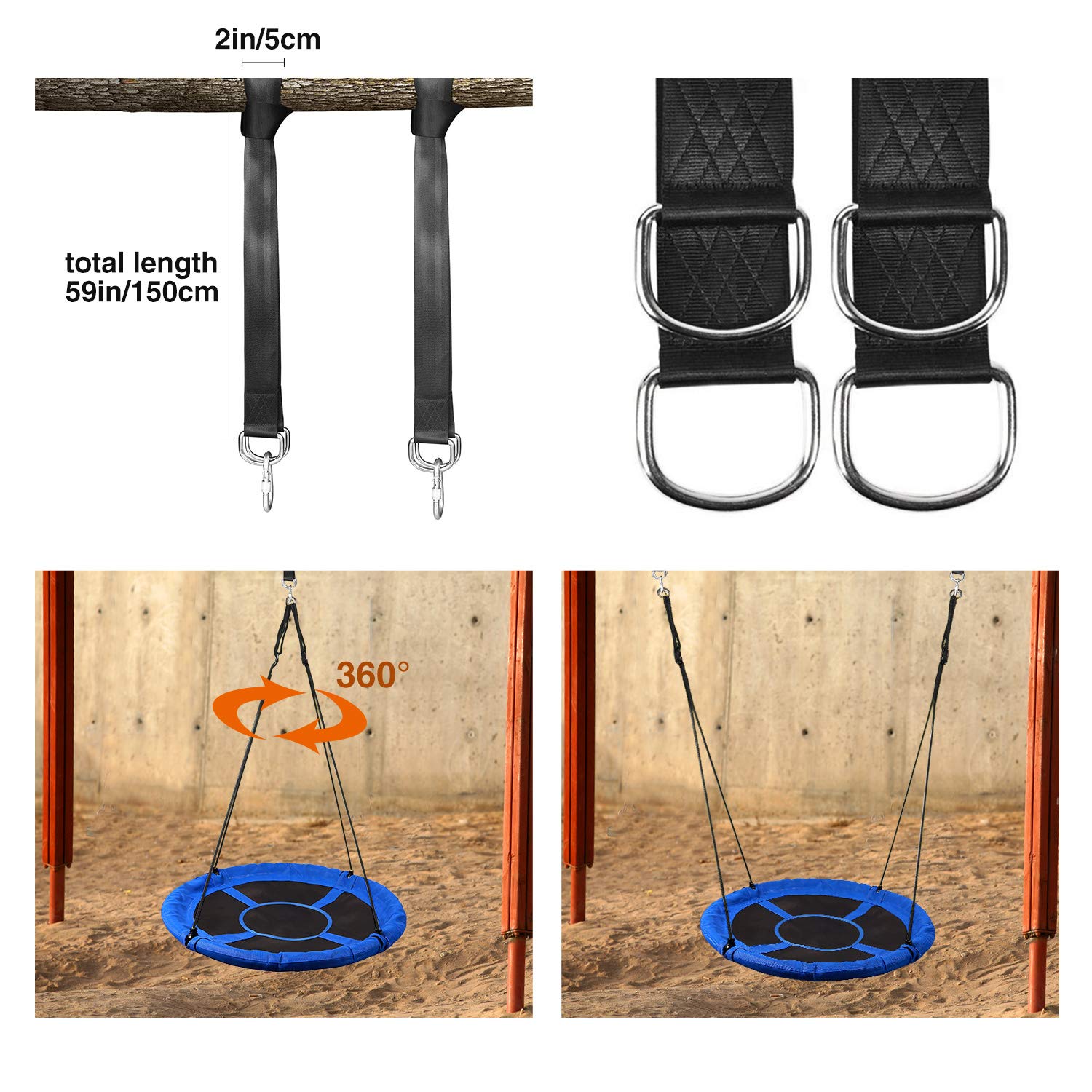 RedSwing 43 Inch Outdoor Flying Saucer Swing for Kids - Heavy Duty Round Tire Swing for Trees & Swing Sets - 500 lbs Weight Capacity - Blue - Perfect for Backyard, Playground & Outdoor Fun